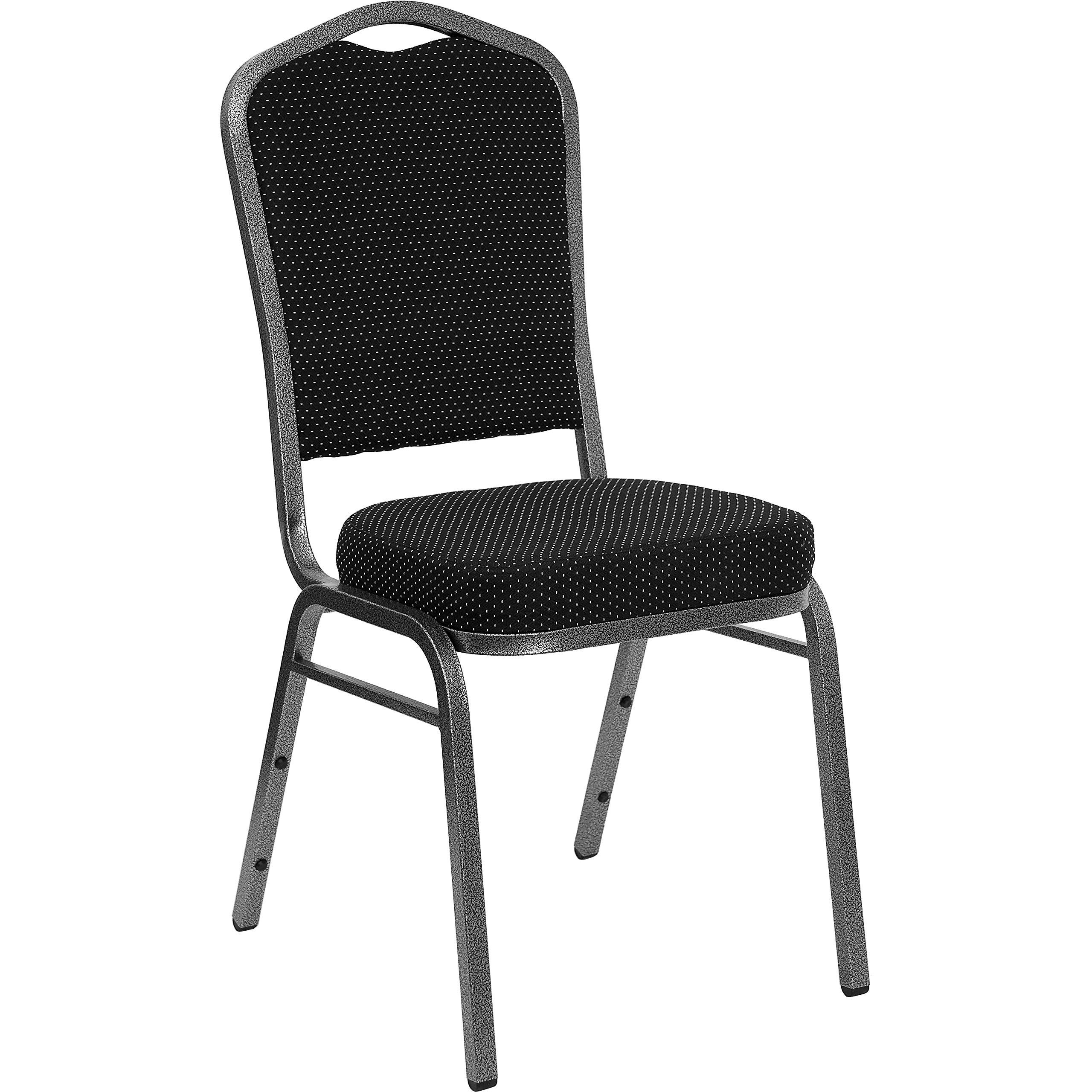 Flash Furniture Black Dot Patterned Fabric/Silver Vein Frame / Set of 1 / Classic Stacking Chairs