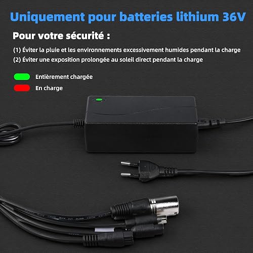 Chargeur Trottinette Électrique 42V 2A Universel (5 Connecteurs) – Alimentation pour Batterie Lithium 36V – Compatible avec Xiaomi, Ninebot Segway, Wispeed, Hoverboard et Vélo Électrique - 6