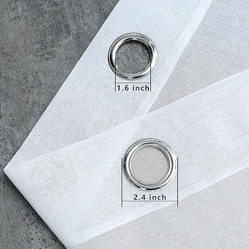 Miniatura 7 de Cortinas blancas de 108 pulgadas de largo para decorar la sala de estar, juego de 2 paneles con ojales, textura de lino, para las ventanas,