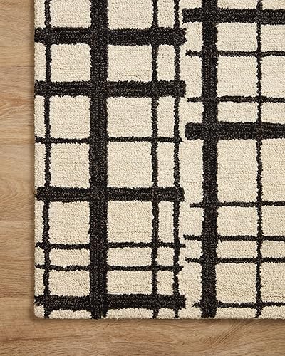 Miniatura 5 de Loloi Chris Loves Julia x Polly Collection POL-02 - Alfombra decorativa de 2 pies 3 pulgadas x 3 pies 9 pulgadas, color negromarfil