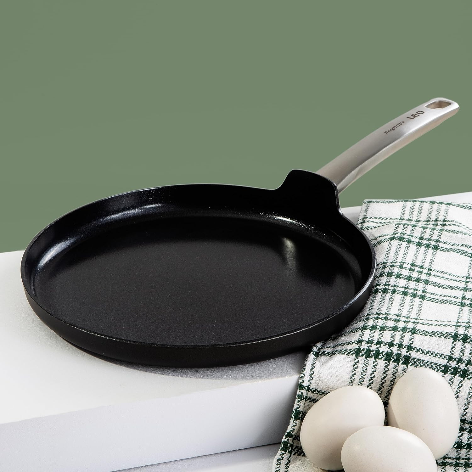 Graphite Non-stick Ceramic Omelet Pan 10", Recycled Aluminum, CeraGreen Non-toxic Nonstick Coating, Full Disk Bottom, Stir Fry Eggs, Oven-to-Table Cookware