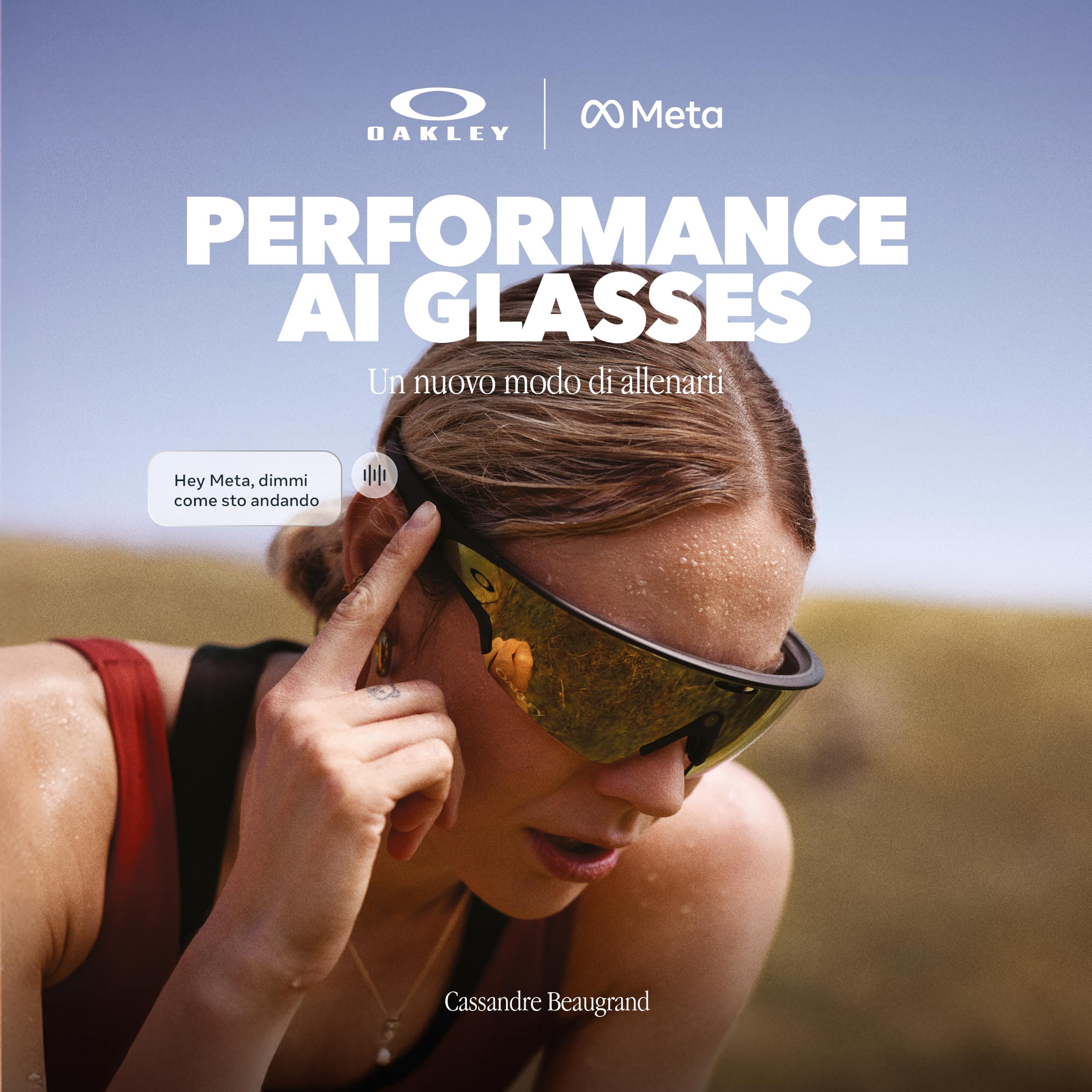 Oakley Meta Vanguard Occhiali AI per Uomo, Donna — Occhiali Sportivi Performance — Fotocamera 12 MP, 3K Ultra HD, Garmin, IP67 Impermeabile — Montatura Nera, Lente Prizm 24k