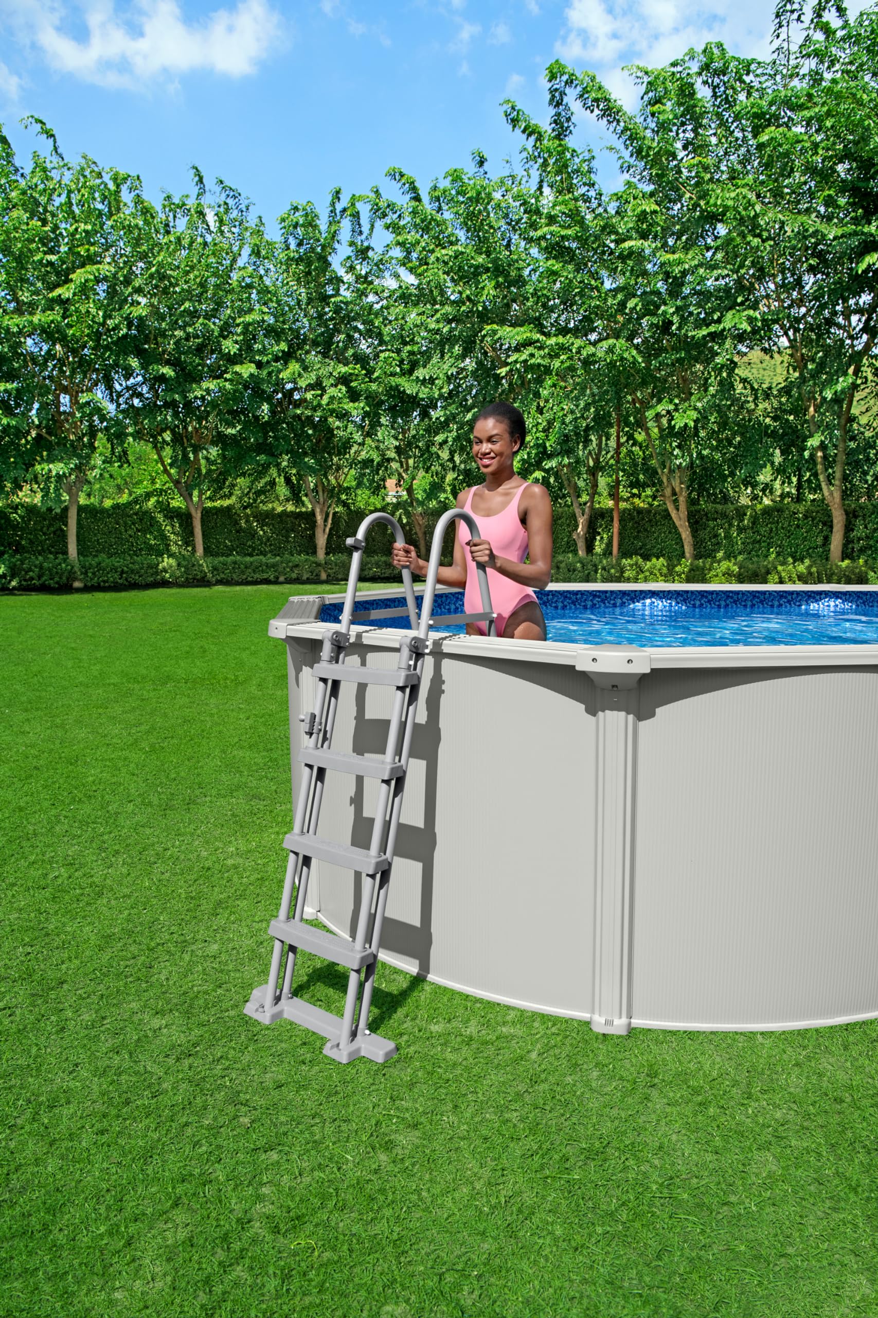 Echelle de sécurité 2 x 4 marches pour Piscine Hauteur 122 cm