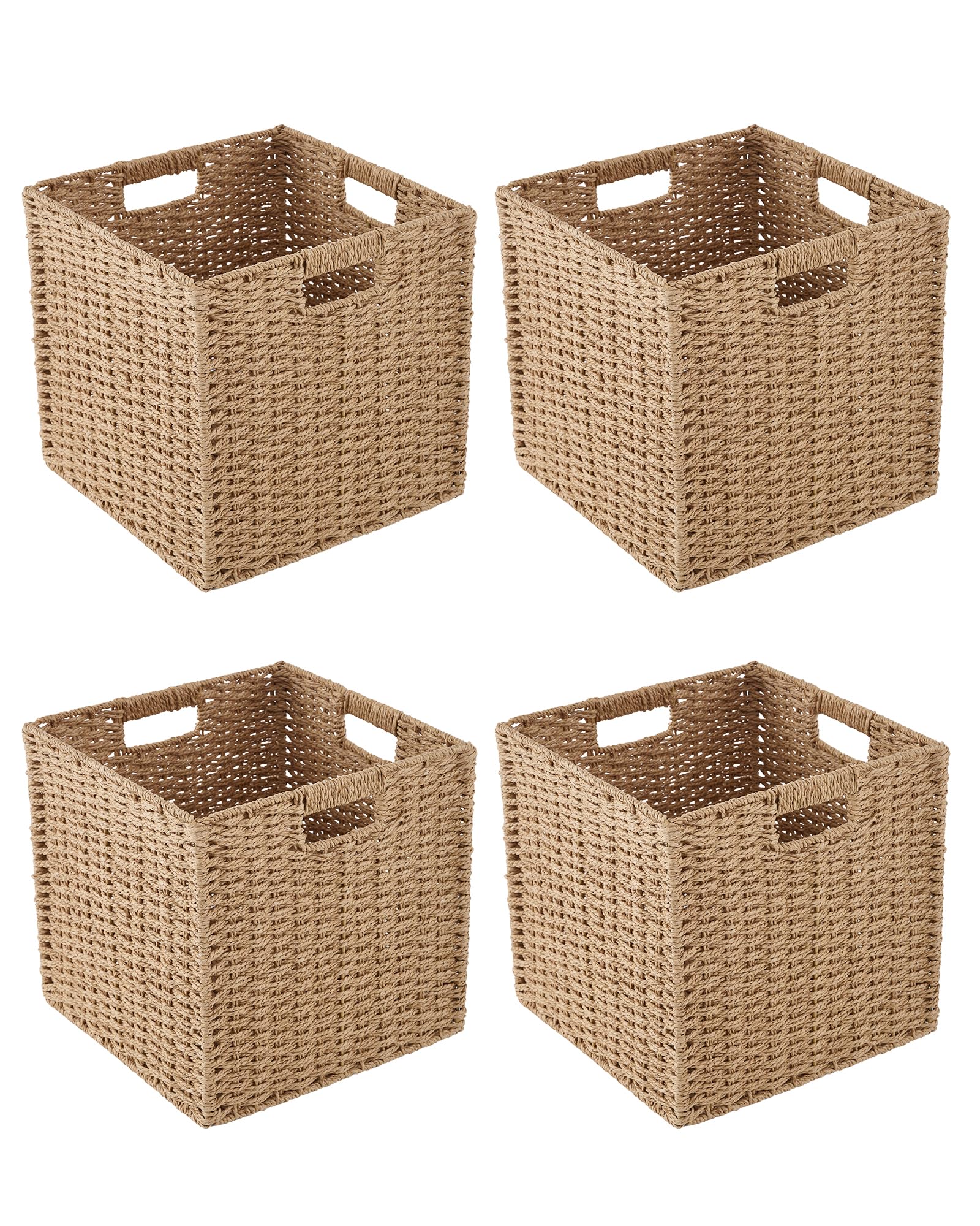 Paper Woven Foldable Storage Baskets - Set of 4