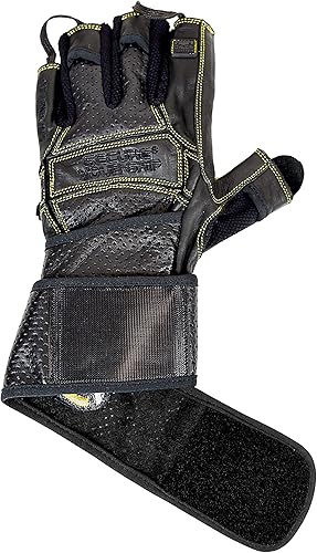 Miniatura 5 de Elite - Guantes de cuero para gimnasio con muñequeras integradas de 2 pulgadas de ancho, agarre y diseño para levantamiento de pesas, levantamiento