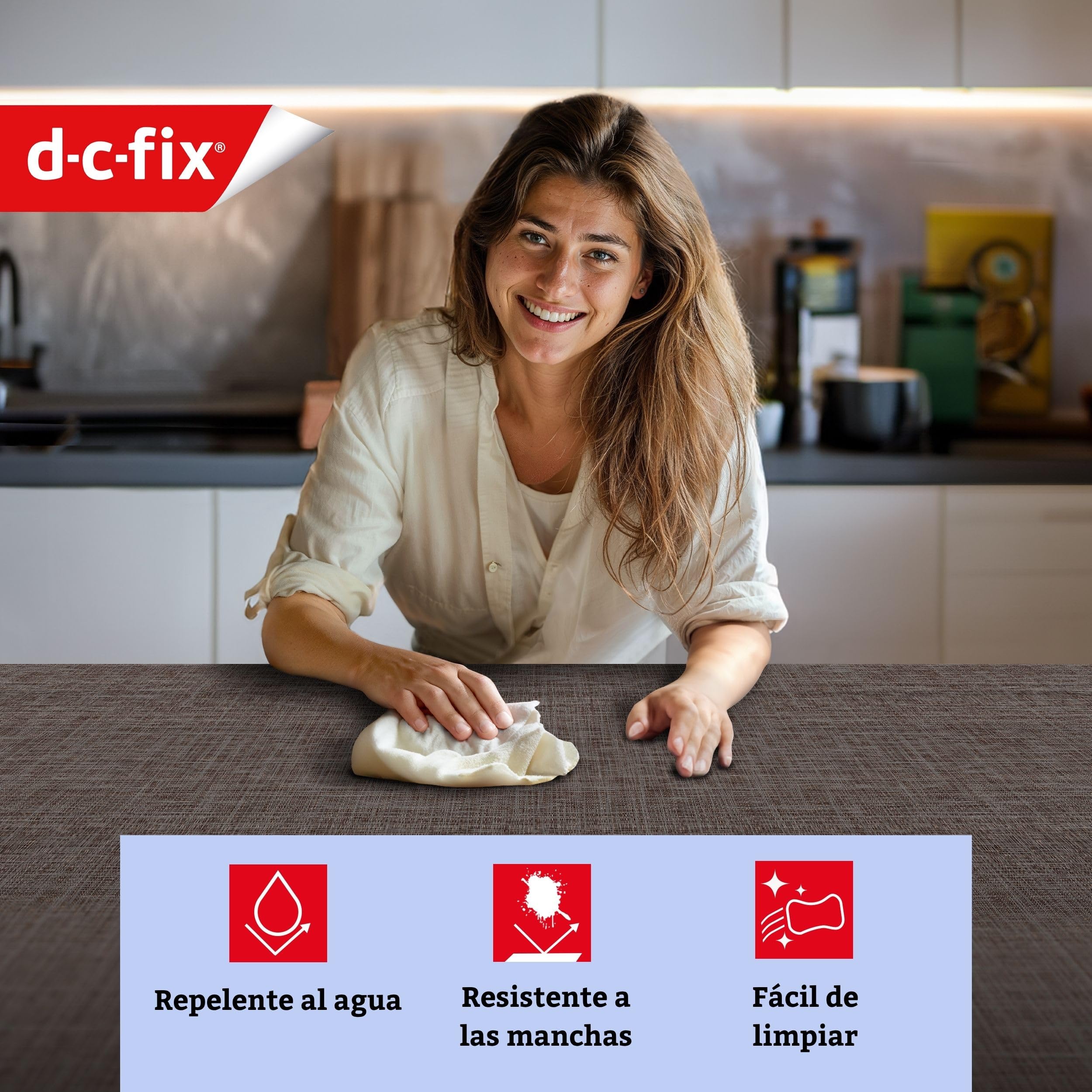 d-c-fix mantel de mesa rectangular de hule Sharon castaña 150 cm x 220 cm