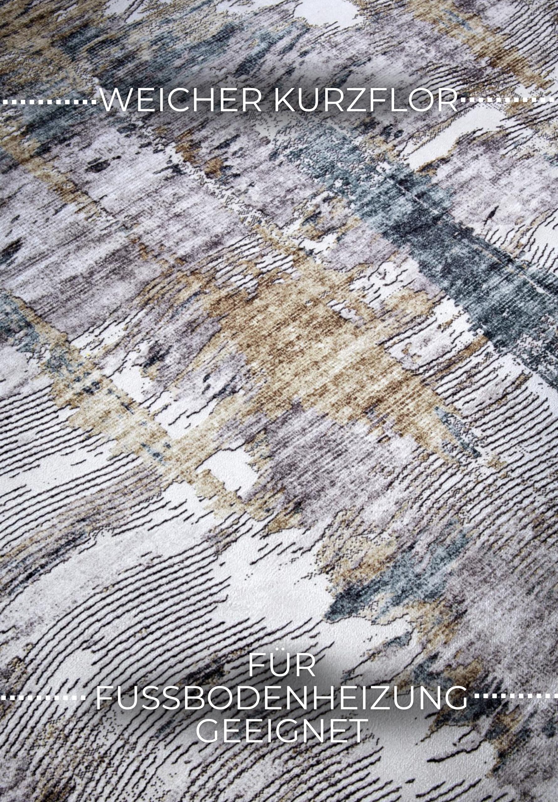 Elle Decor ation Malard Tapis Moderne, Design Abstrait, antidérapant, à Poils Courts, pour Chambre à Coucher, Salle à Manger, Salon, Couloir, Cuisine - Saphier doré, 120 x 160 cm