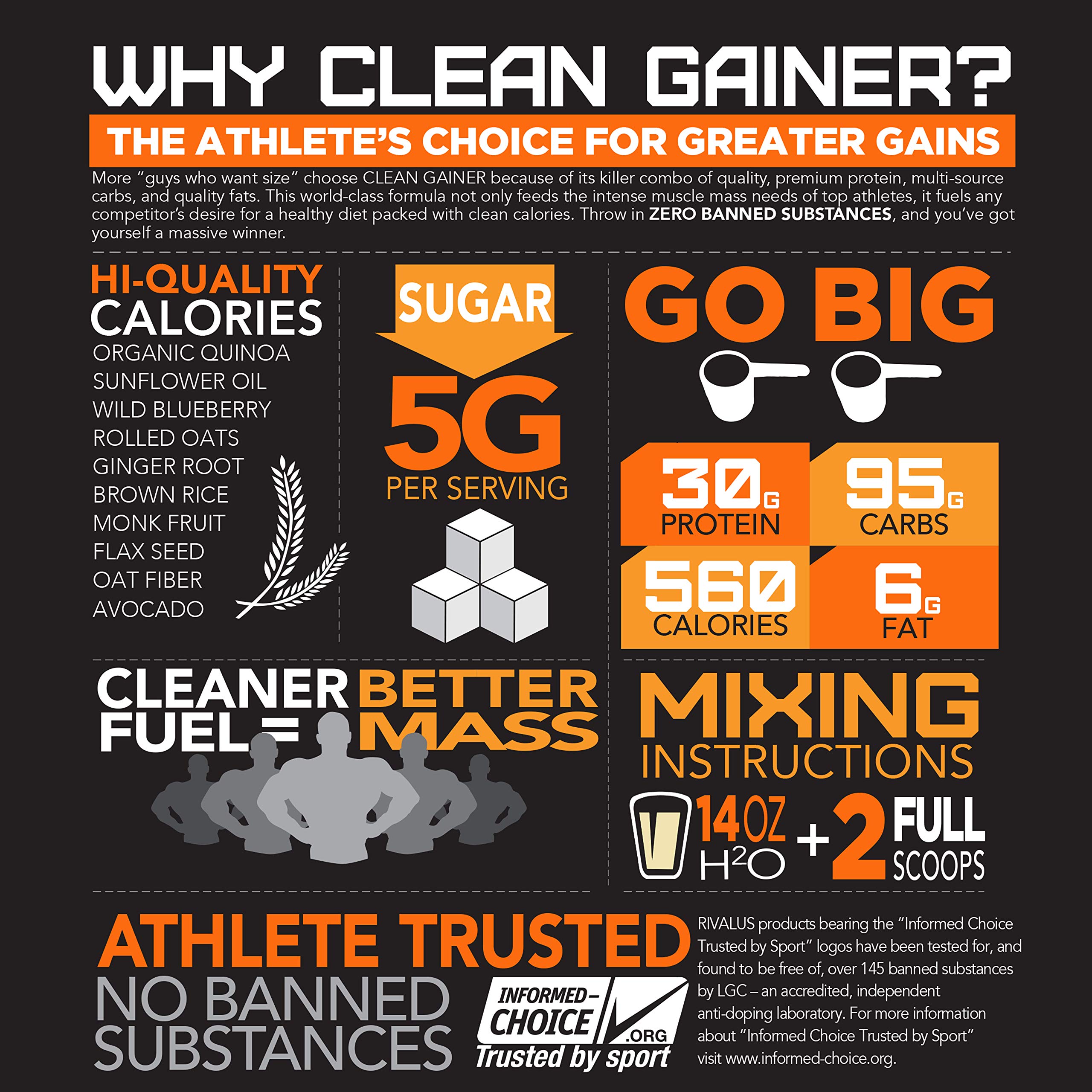 Buy Rivalus Clean Gainer Chocolate Peanut Butter, 5 Pound Delicious