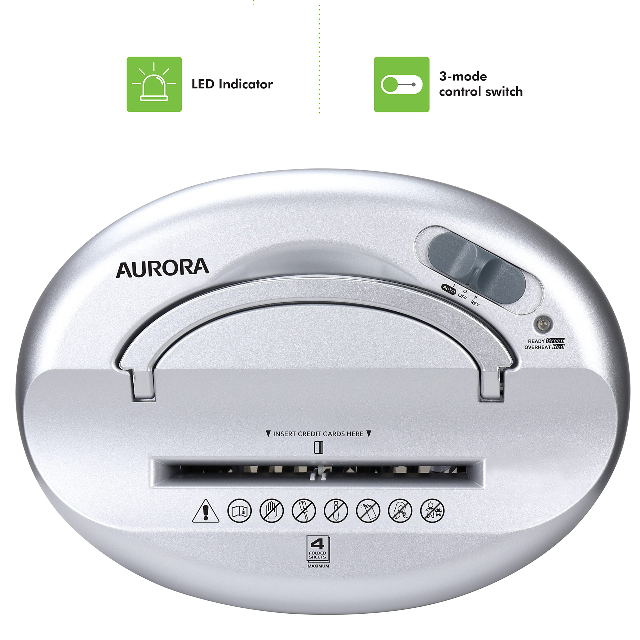 Aurora - Trituradora de Papel de Corte Cruzado para computadora, 4 Hojas