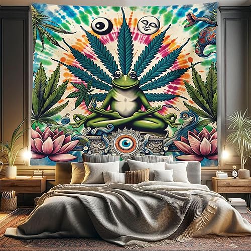 Miniatura 170 de Ambesonne Tapiz de fantasía, paisaje de fantasía con reloj, rayos de cielo de ensueño desde el techo, arte ficticio, colgante de pared ancho para