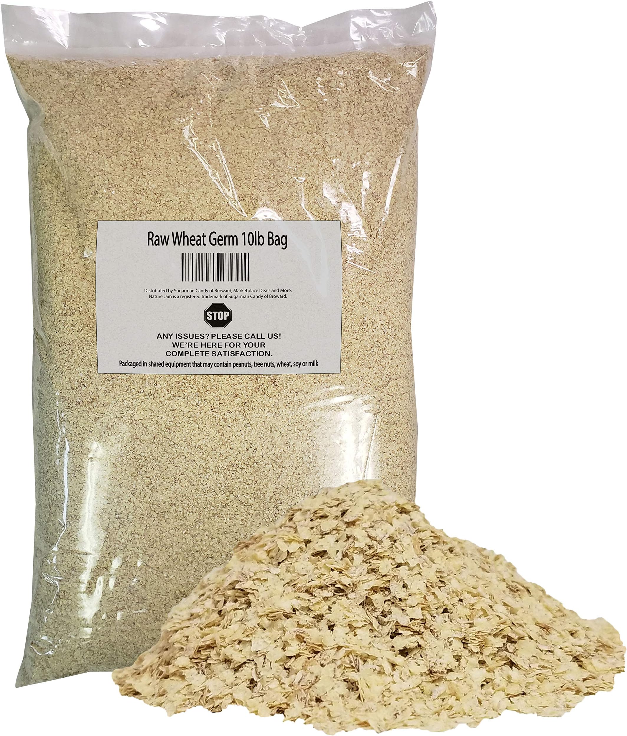 NatureJam RAW UnCooked Wheat Germ 10 Pounds Bulk Bag-Heat Sealed for Freshness.