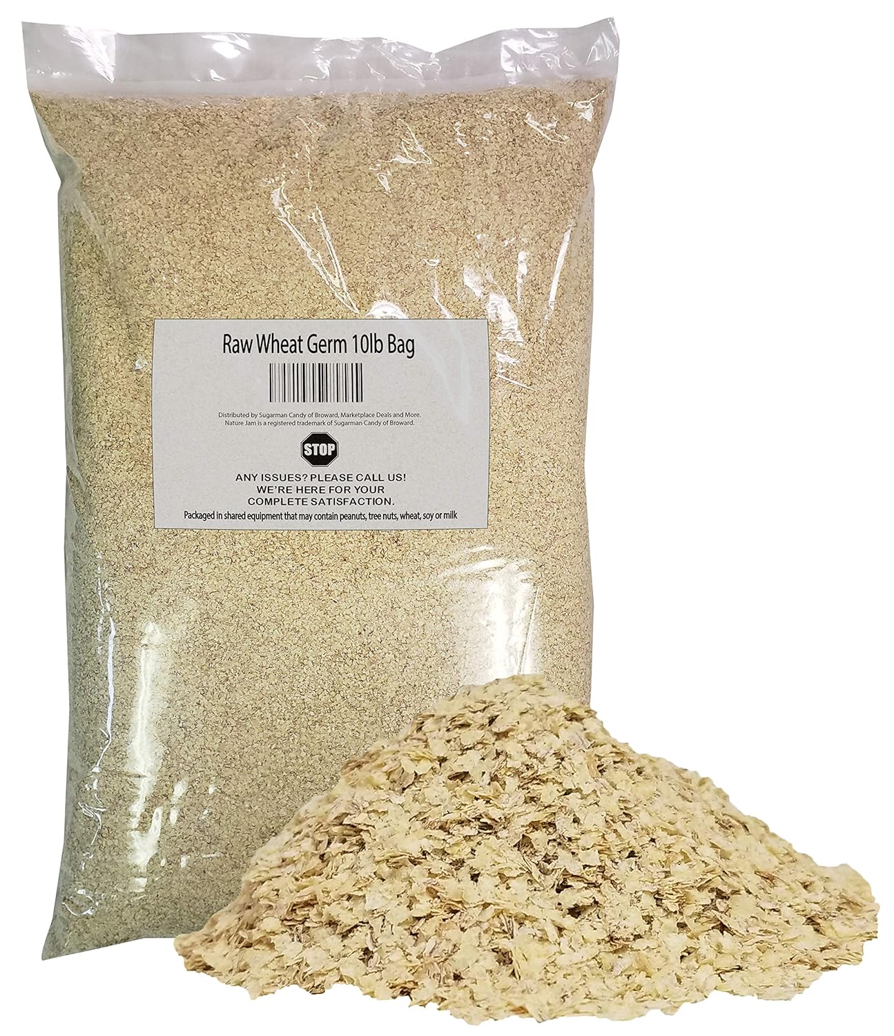 NatureJam RAW UnCooked Wheat Germ 10 Pounds Bulk Bag-Heat Sealed for Freshness.