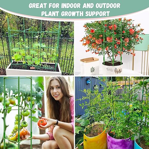 Miniatura 8 de Legigo Paquete de 4 jaulas de tomate de 4 pies para soporte de plantas de jardín, estacas de jardín de hasta 48 pulgadas, jaula de tomate para