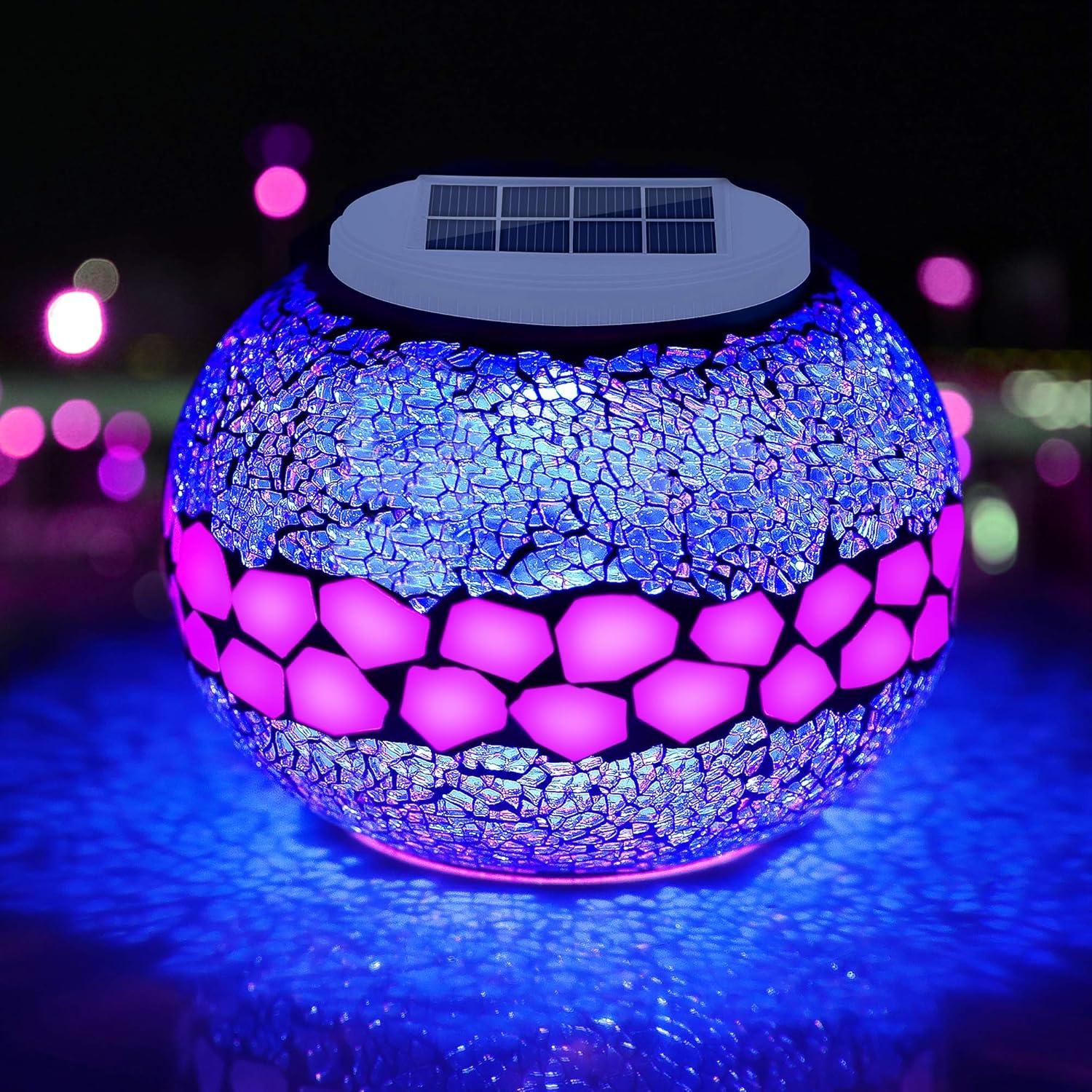 Solar Garden Ball Light Decor, Mosaic Color Changing Solar Table Light, Night Light for Garden, Patio, Party, Yard, Outdoor & Indoor Solar Lights Decorative, Ideal Gift - - 