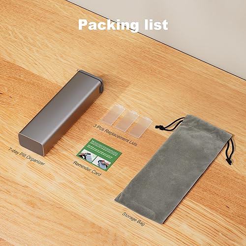 Miniatura 6 de Pastillero de metal semanal de 7 días, pastillero diario de aluminio premium, lindo pastillero portátil, pastillero de gran capacidad para