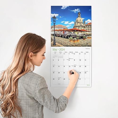 Miniatura 3 de RED EMBER Calendario mensual de pared colgante de Alemania 2024  12 x 24 pulgadas abierto  Papel grueso y resistente  Regalar  Castillos de viaje