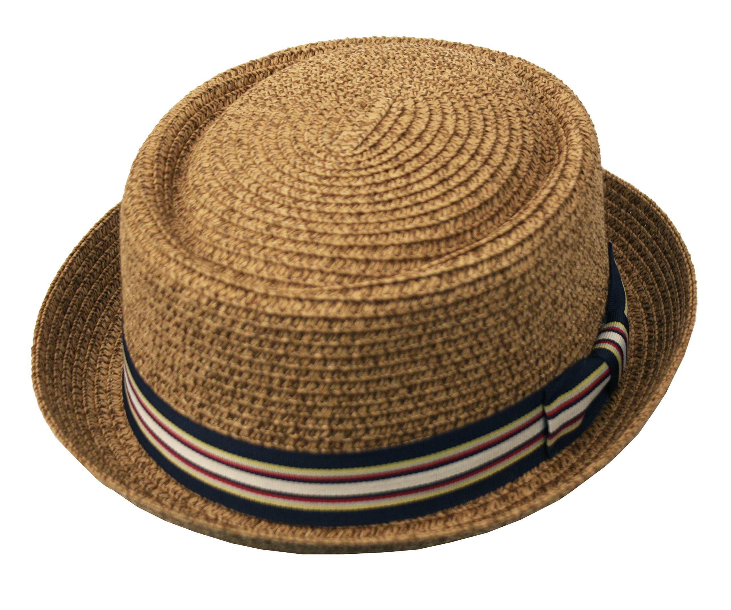 Men's Fancy Summer Straw Pork Pie Derby Fedora Upturn Brim Hat
