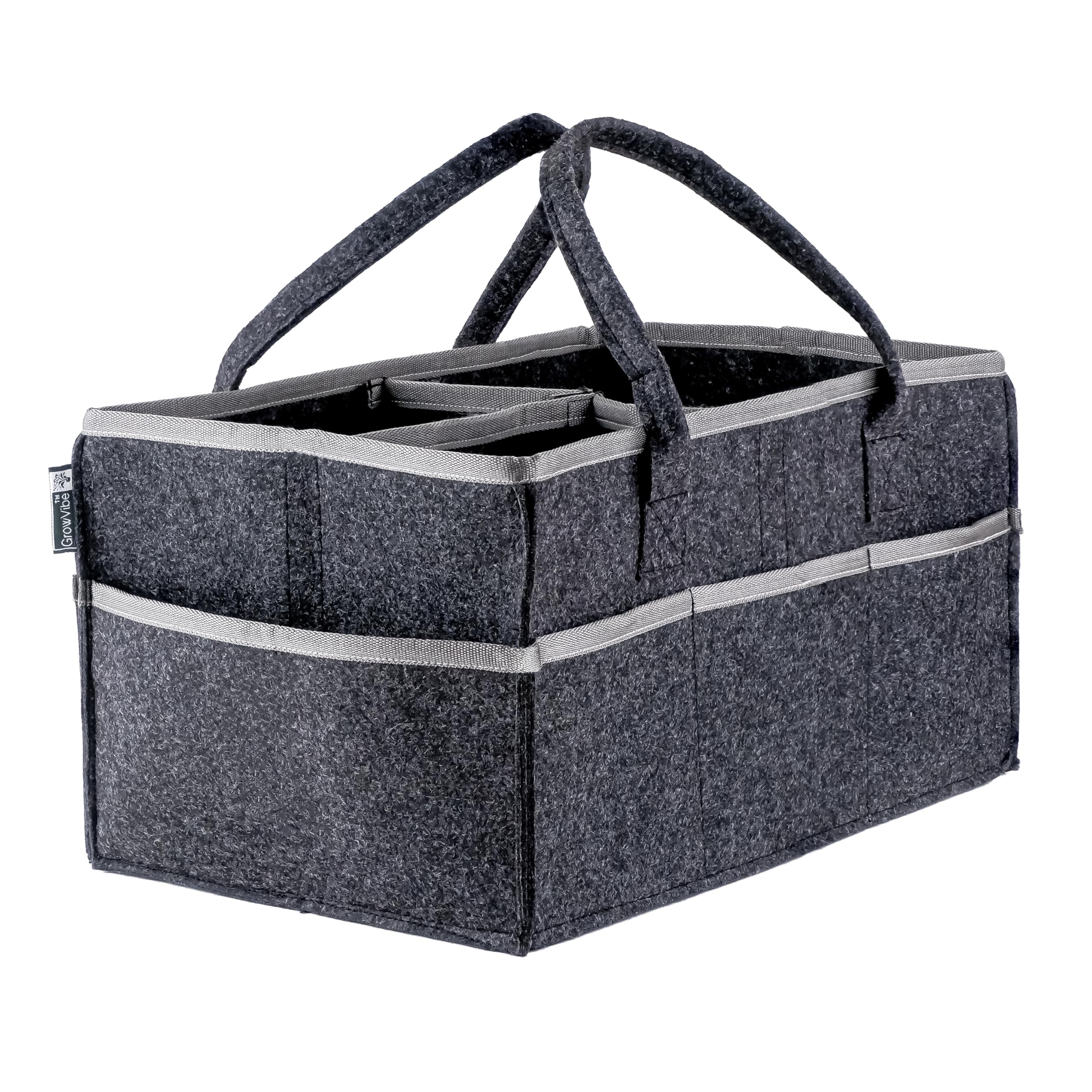 Grow Vibe GV Baby Diaper Caddy Organizer Large 01D Gray | Falt Matarial-image-18