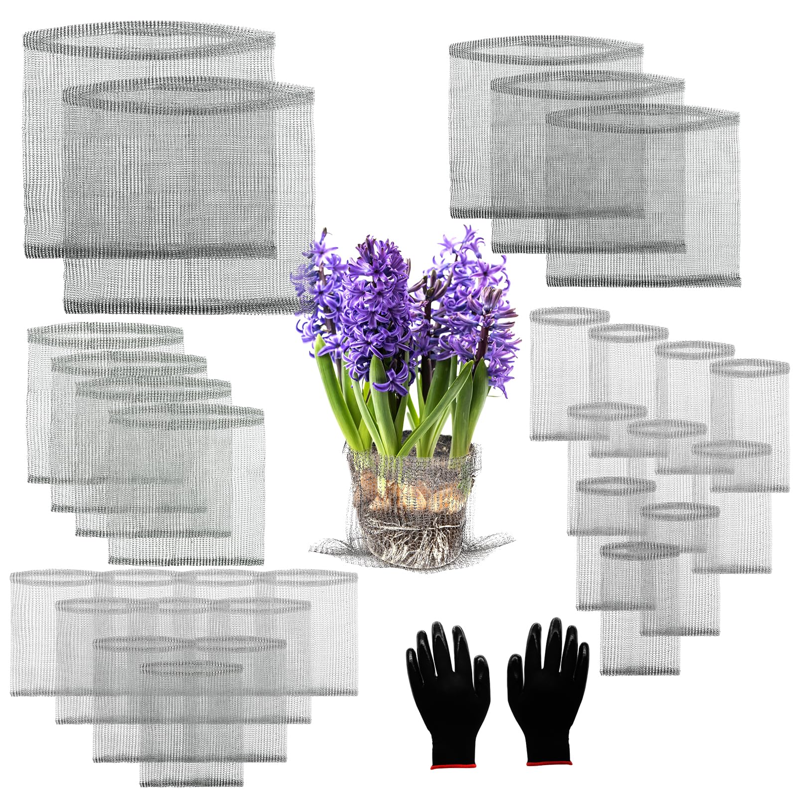 Photo 1 of Froidesente 30 Pcs Root Guard Gopher Proof Stainless Wire Steel Baskets, 1 Gallon 3 Gallon 5 Gallon 10 Gallon Gophers Moles Voles Mesh Baskets Protect Plant Roots Tubers Trees Flowers Crops?Mix Size?