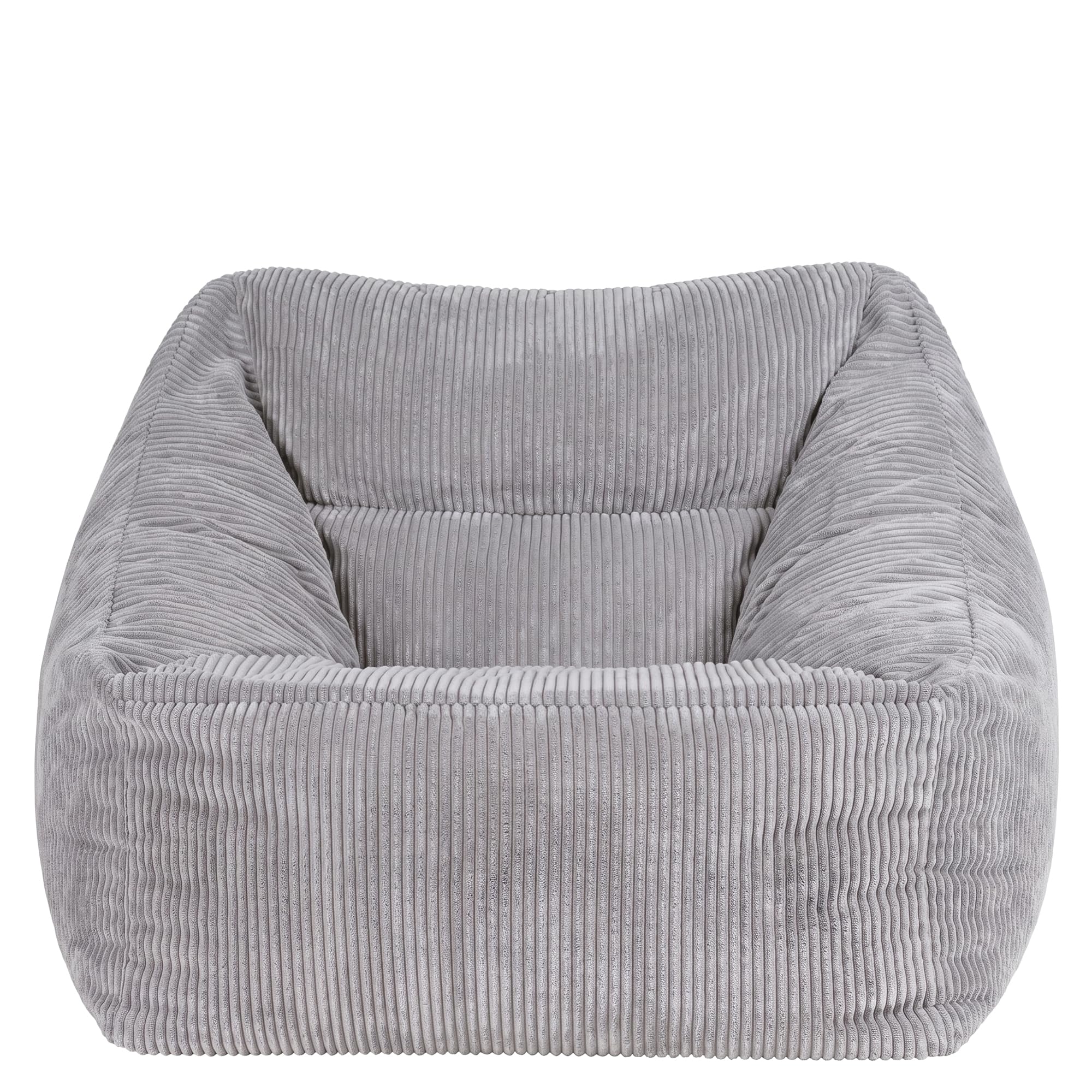 icon Natalia Cord Bean Bag Chair, Grey, Large Adult Bean Bag with Filling Included, Comfy Chair, Armchair, Living Room, Living Room Furniture, Bedroom Furniture