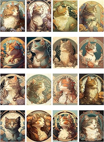 Vista 27 de Decoupage - Paquete de papel (35 hojas de 6 x 8 pulgadas) retrato de gato Van Gogh FLONZ Vintage Pictures Reimpresión tarjetas para decoupage