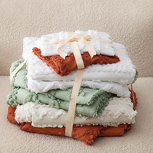 Miniatura 6 de Bedsure Funda de edredón bohemia tamaño King, funda de edredón copetuda tamaño King para todas las estaciones, 3 piezas, suave, desgastada y