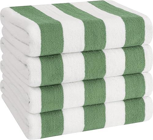 Miniatura 18 de American Soft Linen Cabana - Toallas de playa a rayas, 30 x 60 pulgadas, 4 piezas, toallas de piscina de gran tamaño, secado rápido, sin arena, Menta