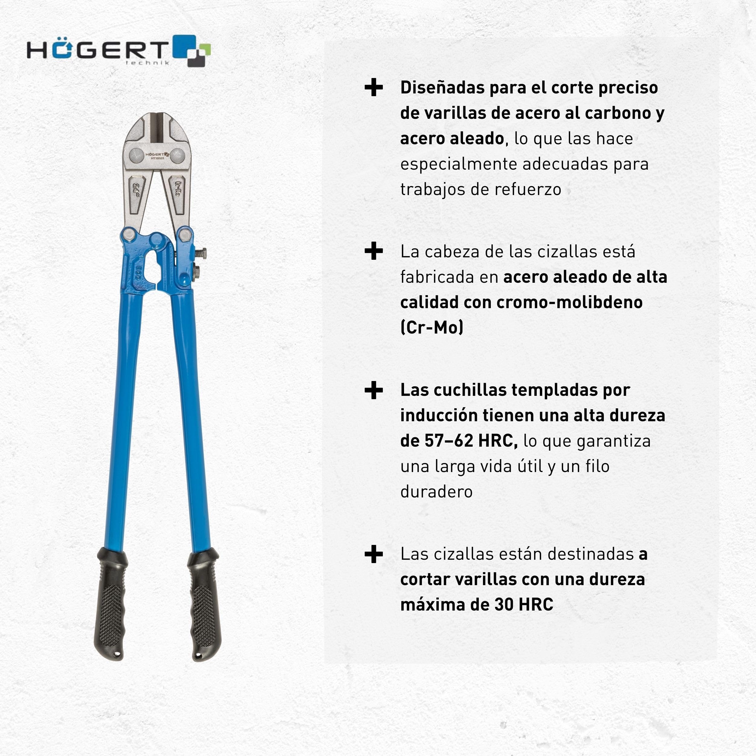 HÖGERT TECHNIK - Cizalla Cortapernos de 600 mm, Cizalla para alambre, Cizalla Compacta Profesional, Herramienta de Corte, Bordes de Corte Extra Endurecidos, Acero de Alta Calidad de Cromo-Molibdeno