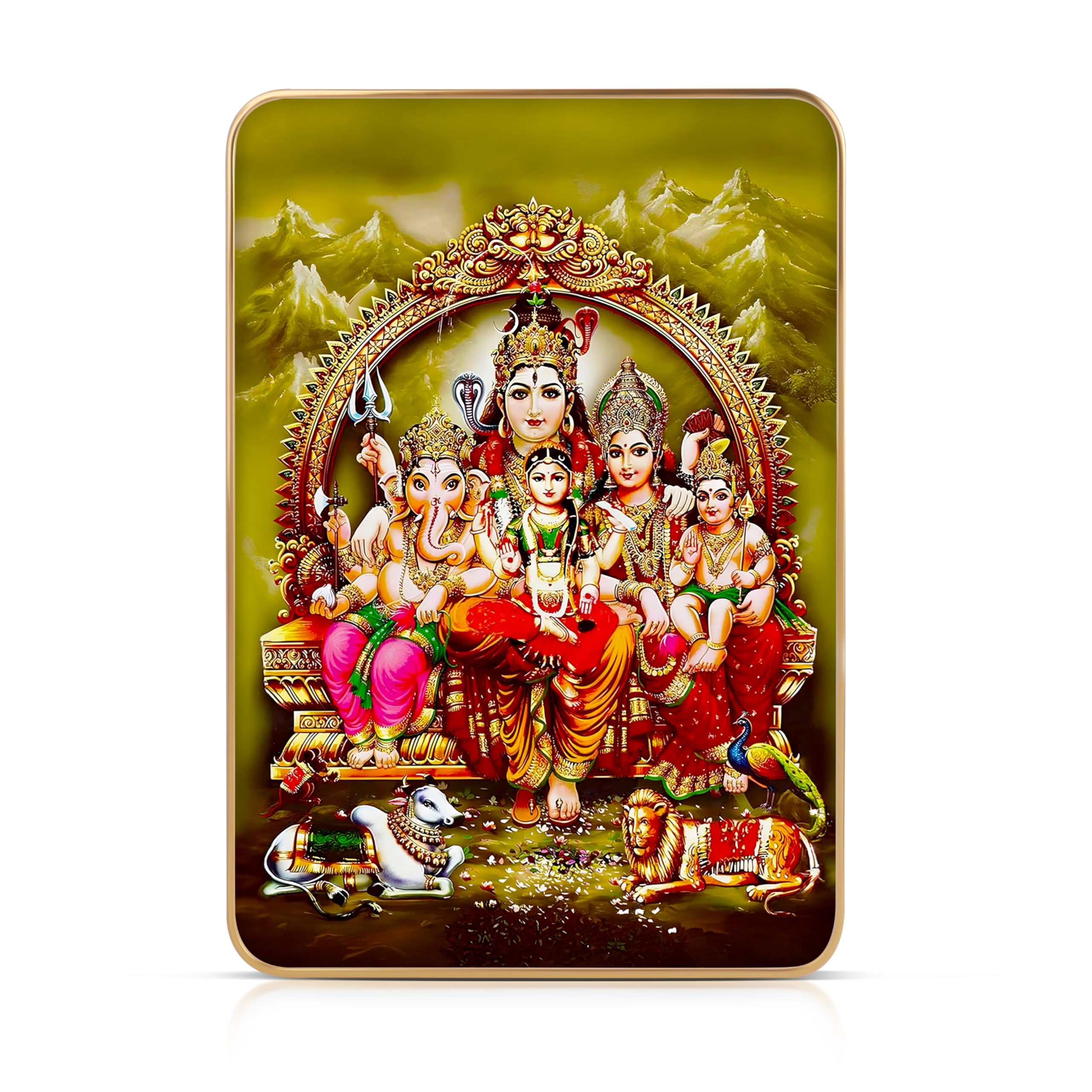 Regalo Casila Shiva Parivar Full Family Photo Frame 6x8 Inches Crystal Glossy UV Printed with Ganesha Kartikeya Parvati Nandi Lion for Mandir Home Table Wall Decor Spiritual Gift Waterproof MDF Frame-picture-20