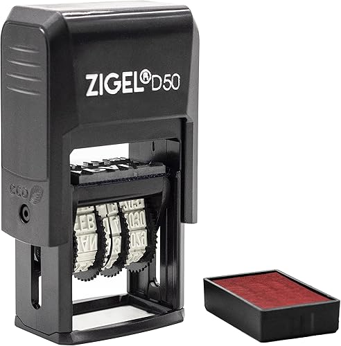 Miniatura 3 de ZIGEL Sello de fecha D50 con recepción - Sello de fecha autoentintado - Rojo