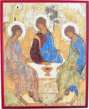 Wooden Greek Orthodox Christian Icon Holy Trinity Andrei Rublev 9" x 11"