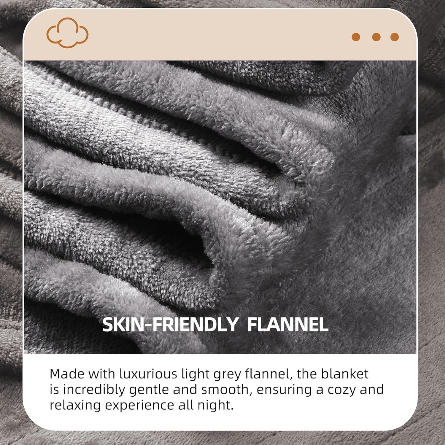 Electric Blanket Full Size 72" x 84" Flannel Heated Blanket,10 Hours Timer Auto-Off,4 Heating Levels, for Bedroom Office Couch, Grey - Image 3