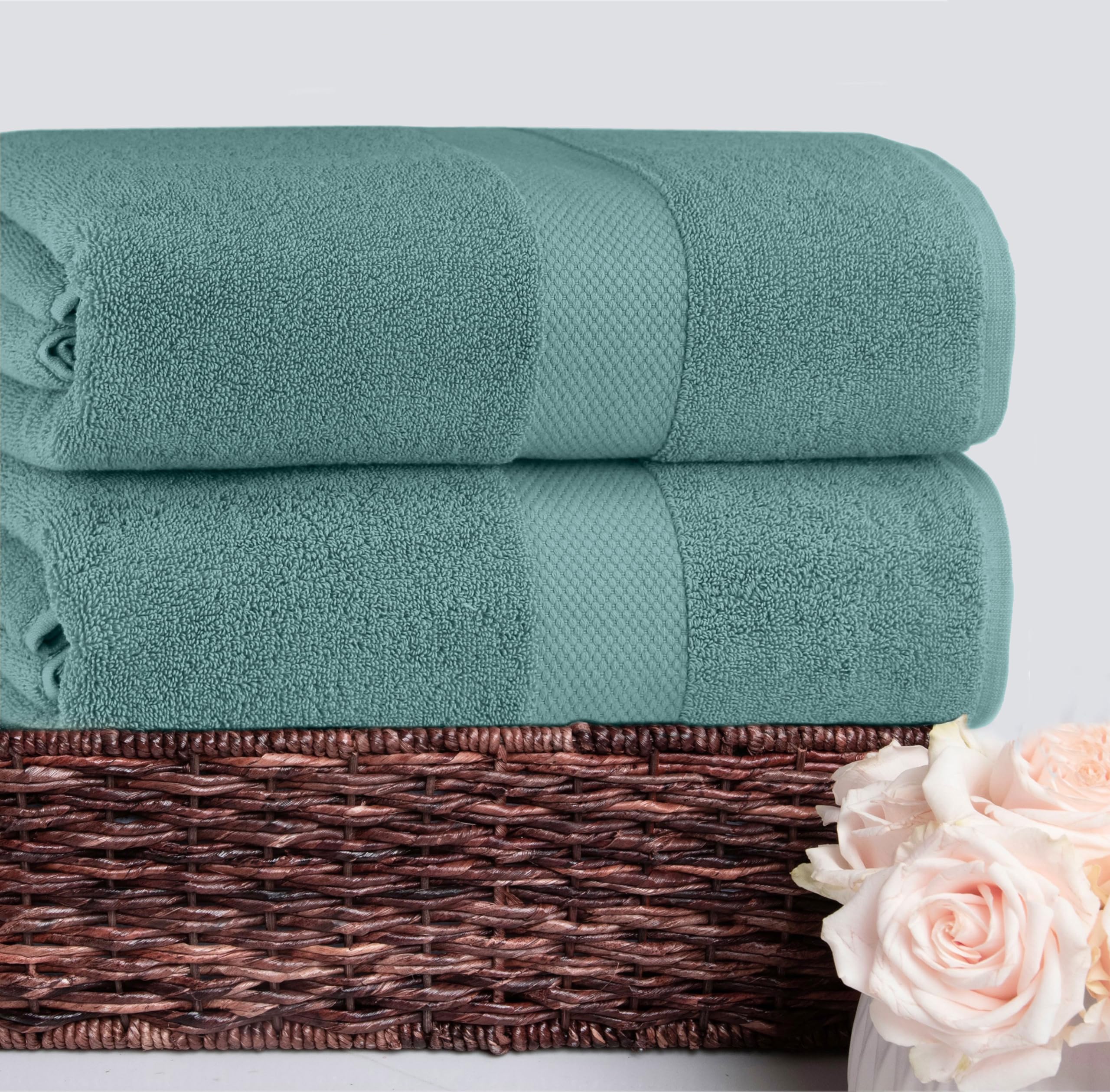 COTTON CRAFT Hotel Spa - Juego de 2 toallas extragrandes extragrandes de 40 x 80 pulgadas, peso pesado de 700 g/m², algodón puro hilado en anillo de 2 capas, suave, absorbente, uso diario, fácil
