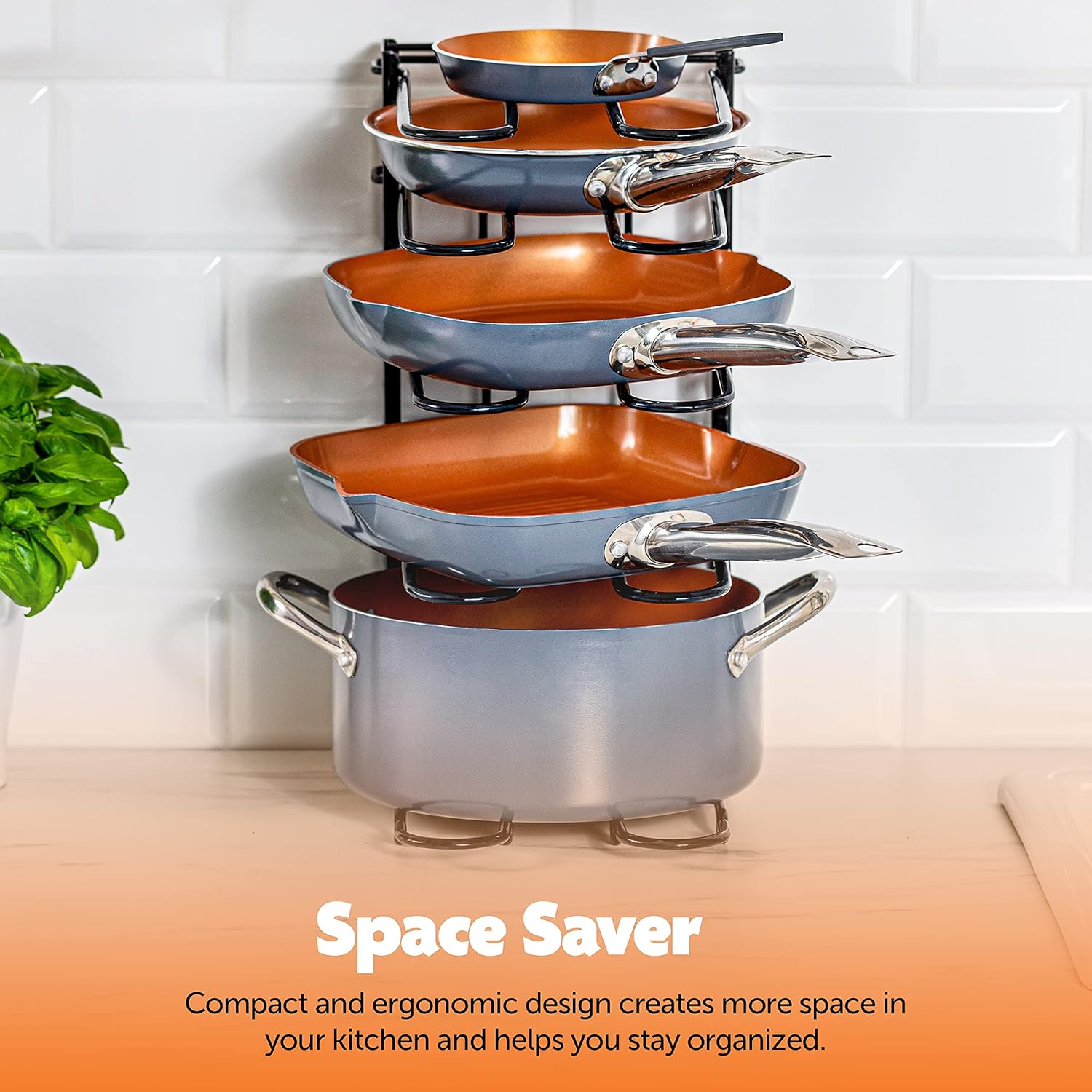 Pot & Pan Organizer 3 DIY Method Adjustable 8+ Rack System for Pantry Cabinet & Countertop Black Heavy Duty Steel (ECO-FRIENDLY)…