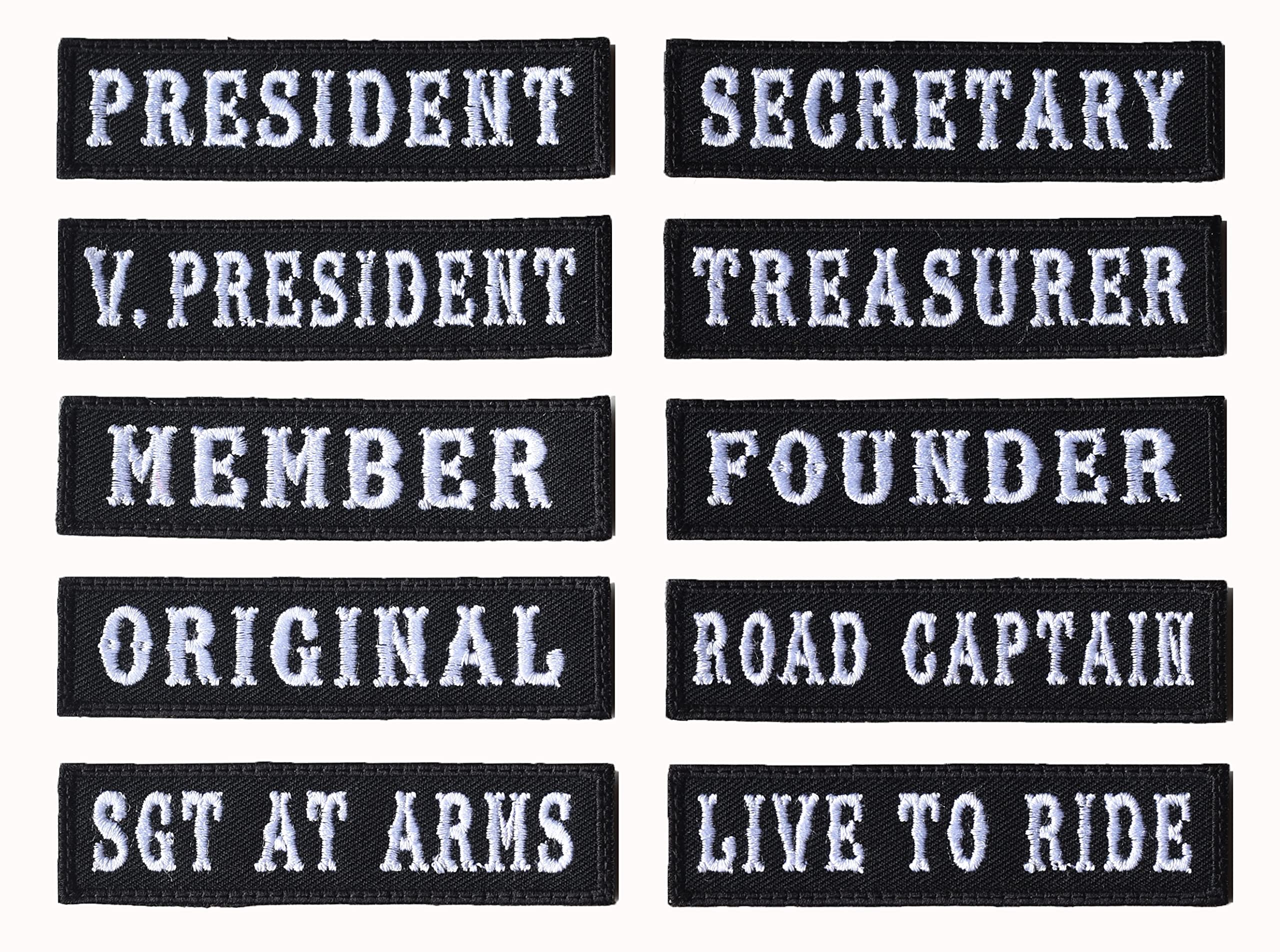 Masterpatch 4" Wx1 H MC/RC Officer Title Rank Vest Patches President VP Rocker Rider Motorcycle Biker Patches Name Jacket Patches Appliqued Iron on