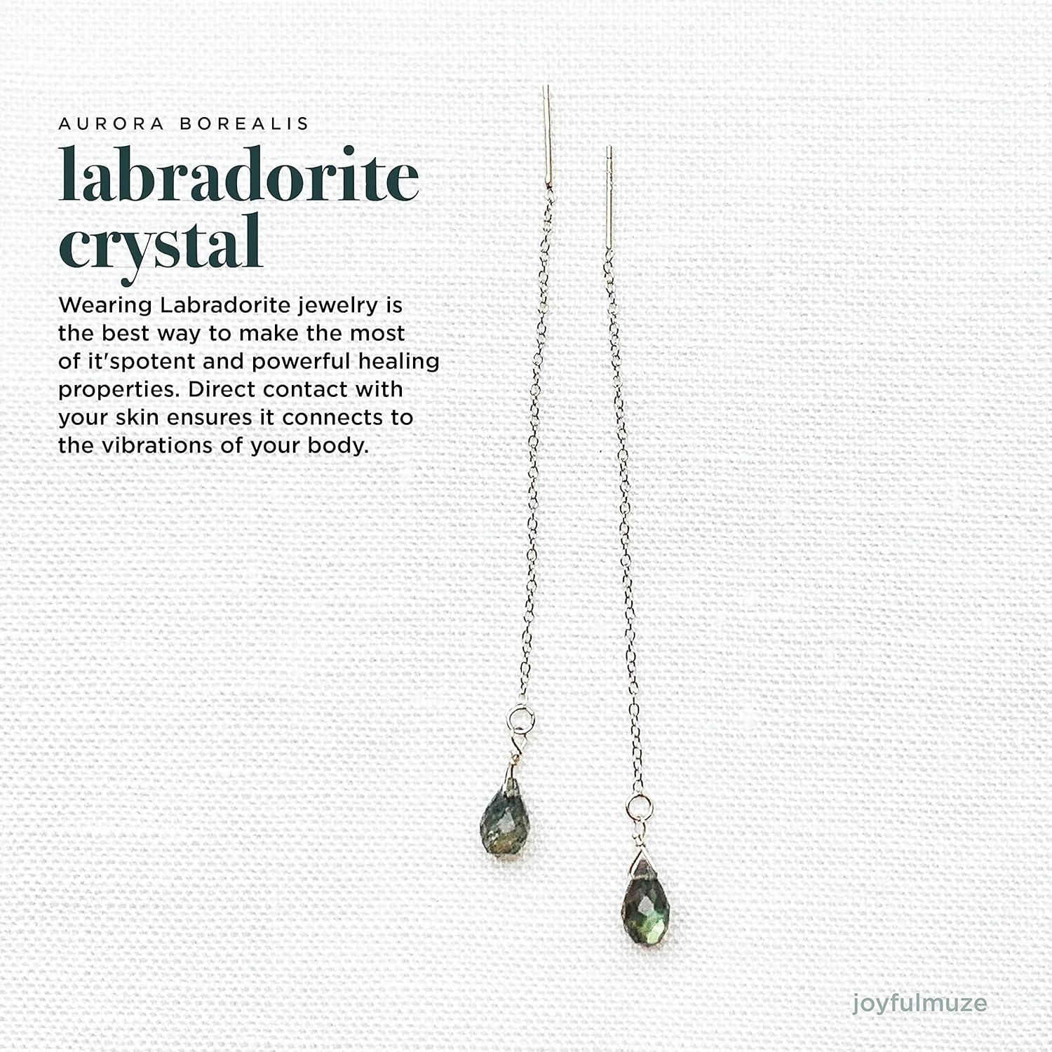 Labradorite Teardrop Earrings, Long Chain Threader, Tassel Handmade Small Gemstones, Hypoallergenic 925 Sterling Silver, Jewelry Gifts for Girls Woman (labradorite drops)