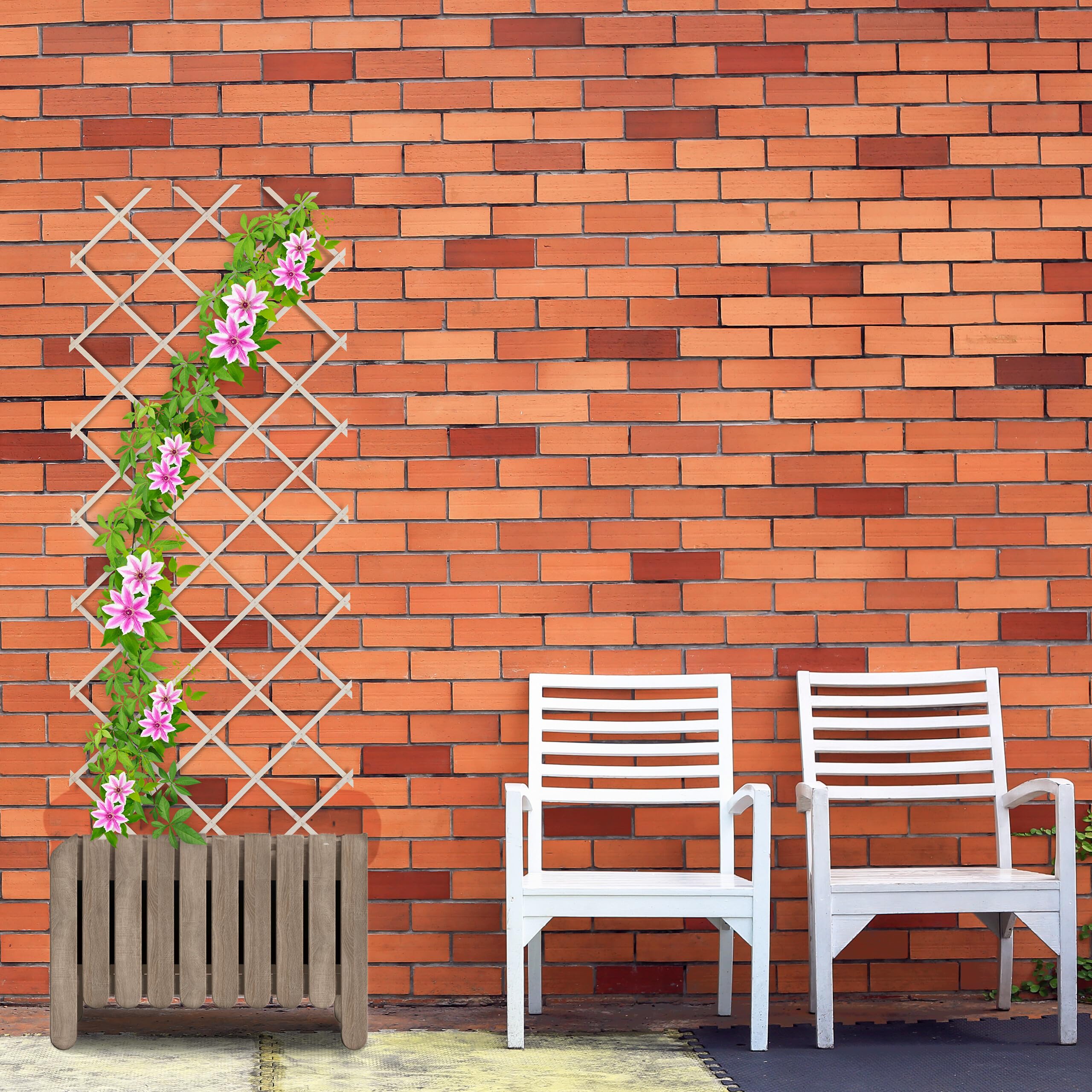 Relaxdays Rankgitter ausziehbar, 3er Set, Rankhilfe Kletterpflanzen, 180x90 cm, Garten, Balkon, Terrasse, Holz, weiß
