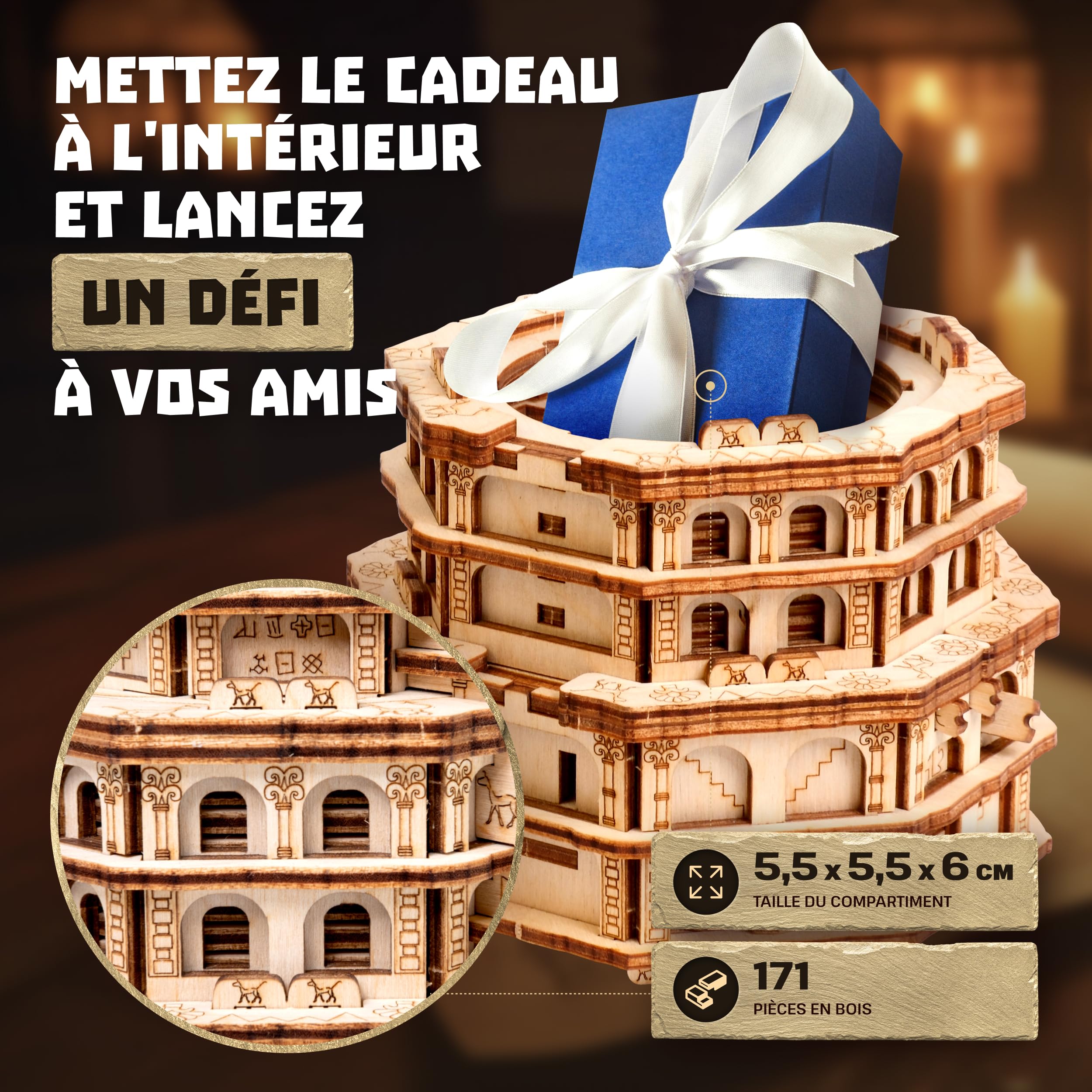 ESC WELT Quest Tower - Jeu de Puzzle Évasion 3D - Casse-tête Cérébral pour Adultes & Adolescents - Jeu d'Évasion Écologique en Bois - Jeu de Réflexion avec Compartiment Caché - Jeux de Société Puzzle