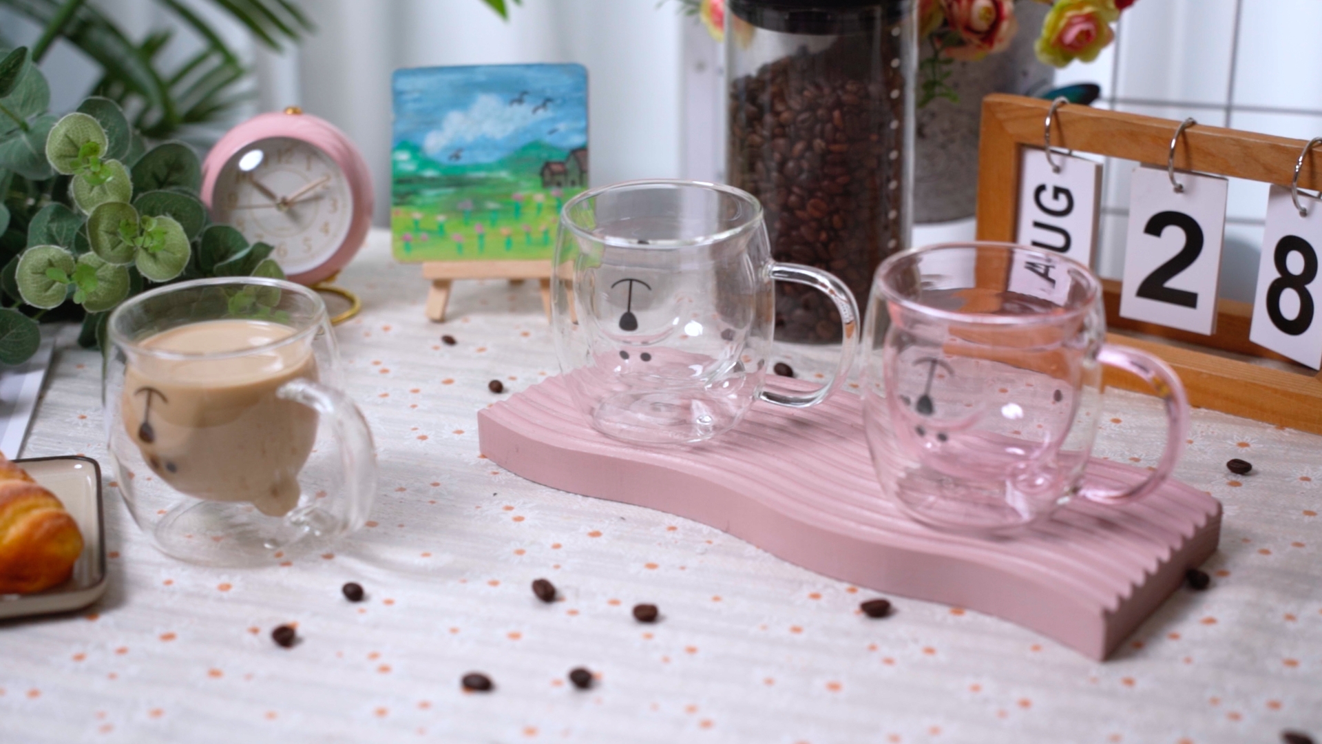 Patelai 3-Piece Bear Double Wall Insulated Glass Mugs - 250ml Capacity, Cute Espresso Cups, Gift Set - View #5