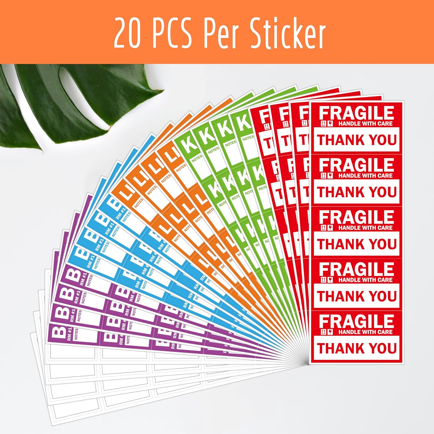 120PCS Home Moving Labels, 5 Color Coding Labels Packing Box Stickers with 20 Fragile Stickers & 20 Blank Ones, Apartment Moving Helper (Each Measures 2” x 3.6”) - Image 3