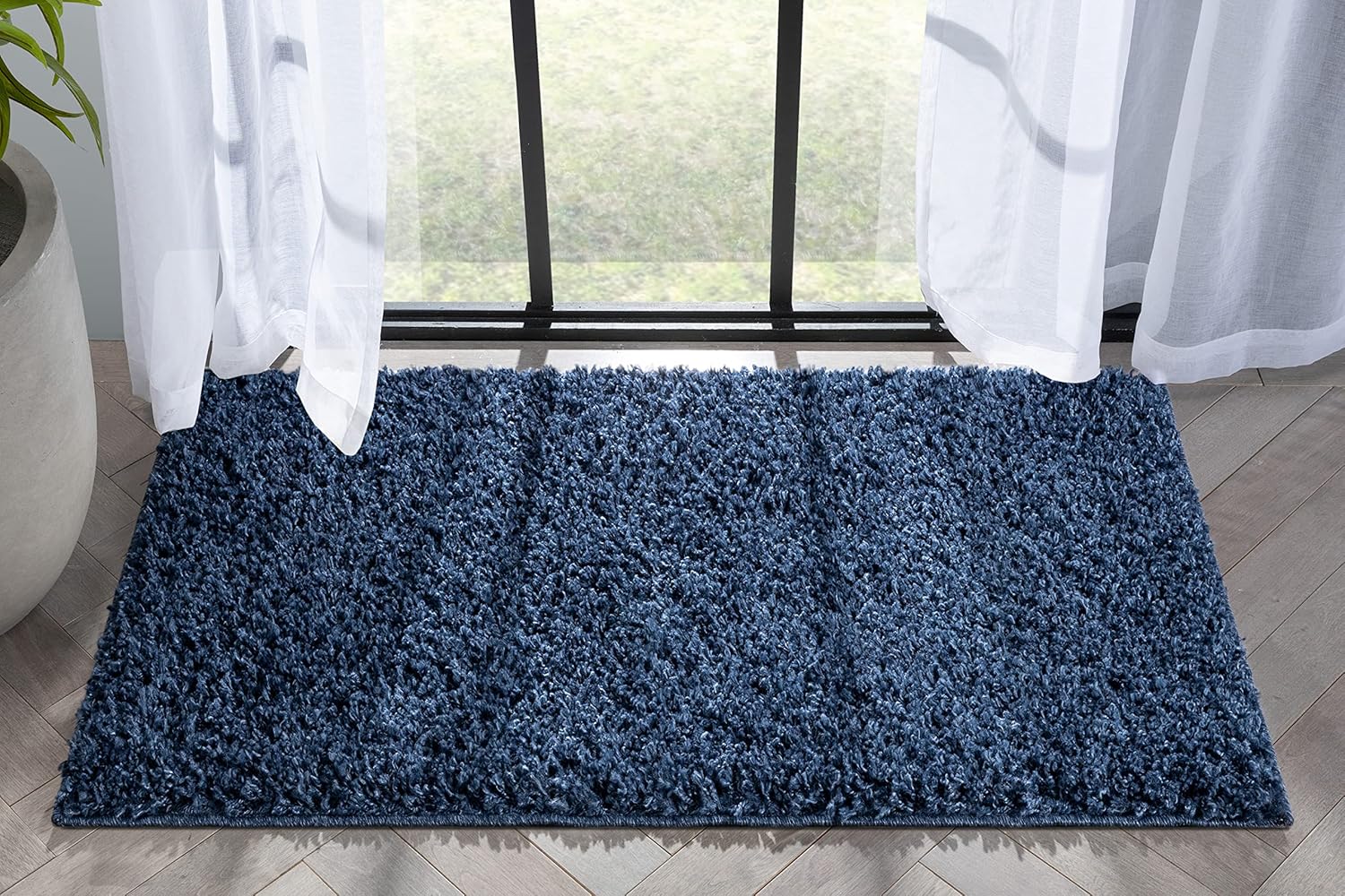 Well Woven Elle Basics | Emerson Shag Dark Blue | Textured Mat Rug (2'3" x 3'11")
