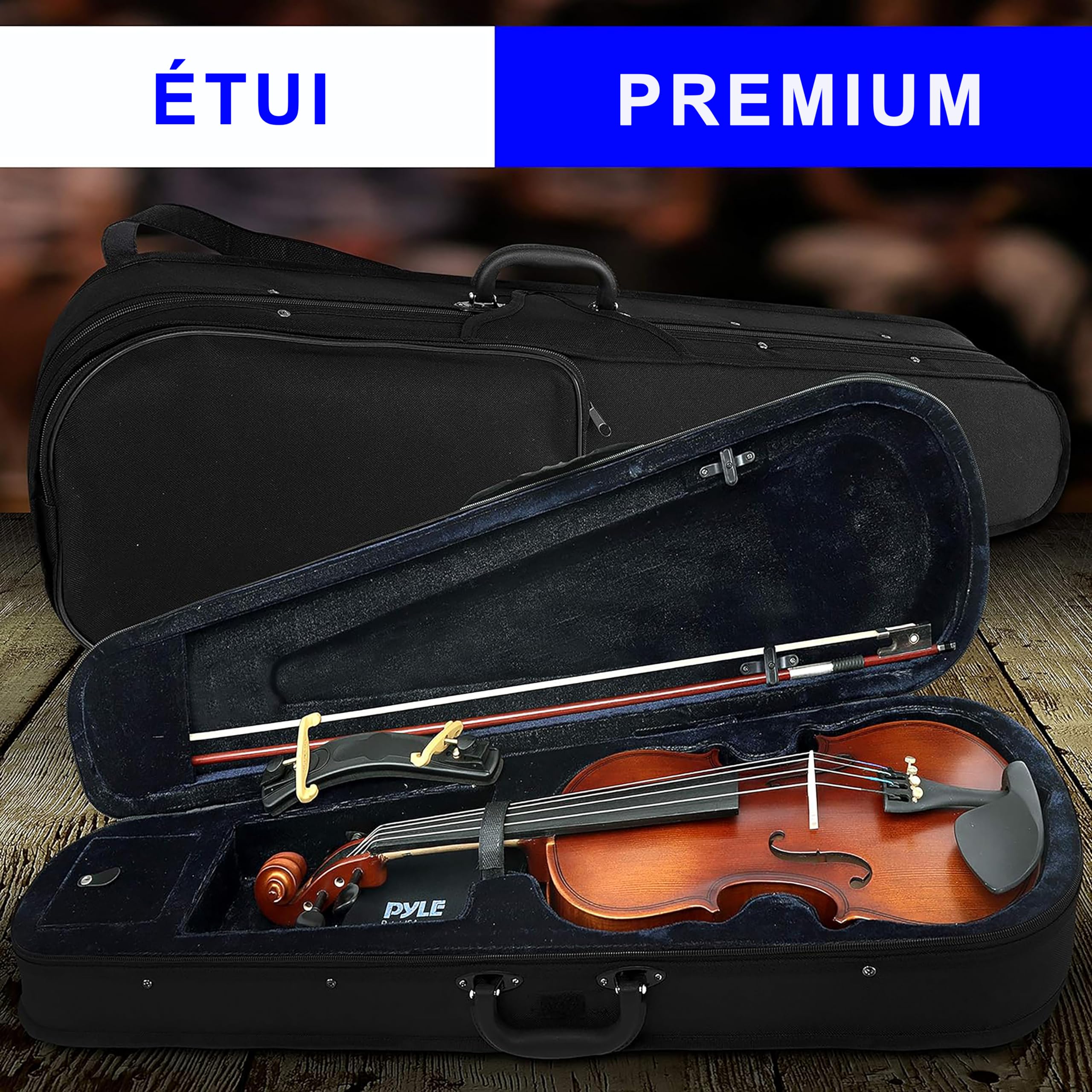 Pyle, Lot de 4 violons à cordes en contreplaqué avec kit d'accessoires inclus (PGVILN20.3)