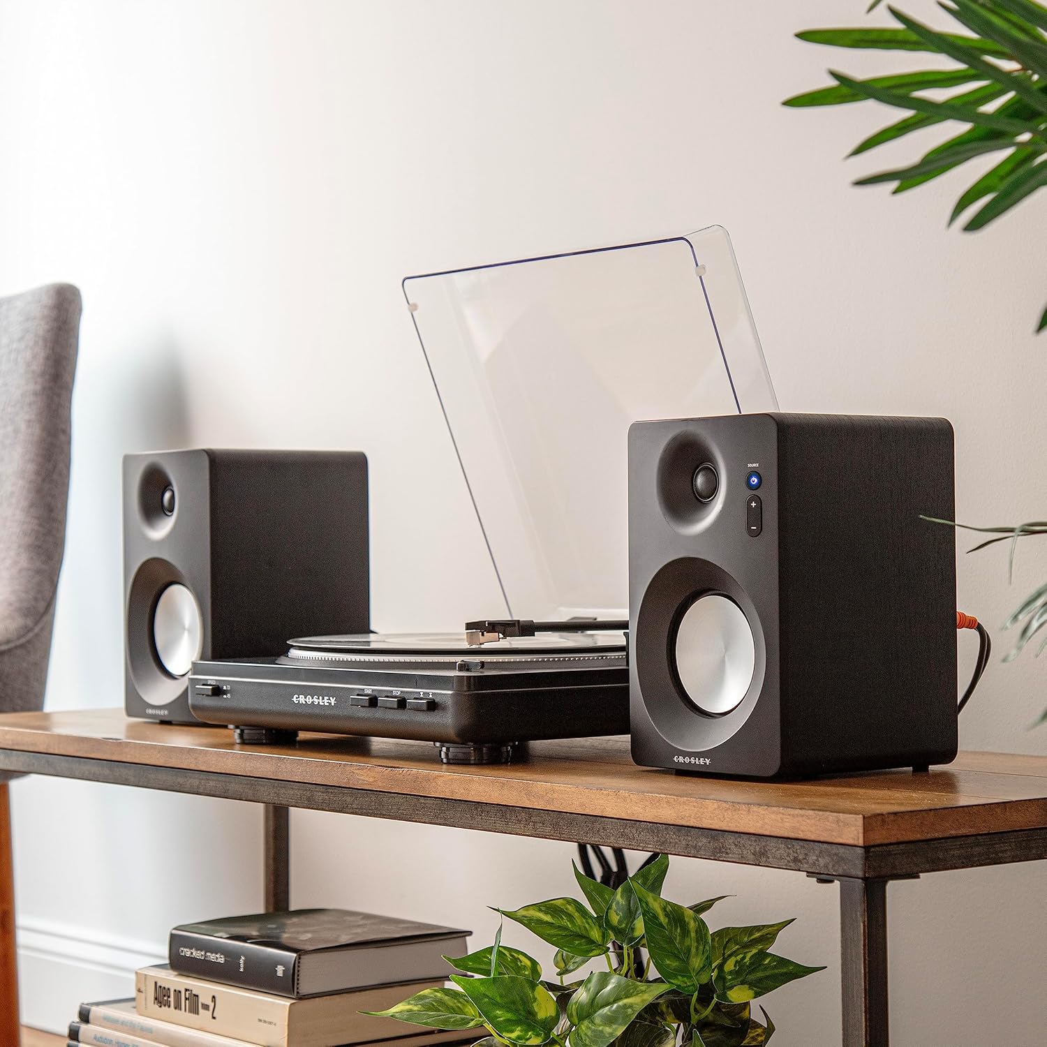 Crosley KT400A-BK Fully Automatic Bluetooth 2-Speed Turntable Record Player with S100A Stereo Speakers, Black