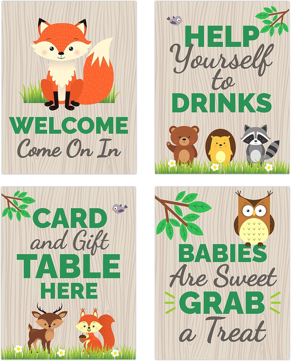Woodland Baby Shower Table Decorations Signs - Centerpiece Decor Supplies