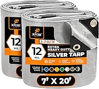 Vista 138 de Xpose Safety Lona protectora de polietileno plateado resistente de 5 x 7 pies - Funda protectora multiusos - Duradera, resistente al agua