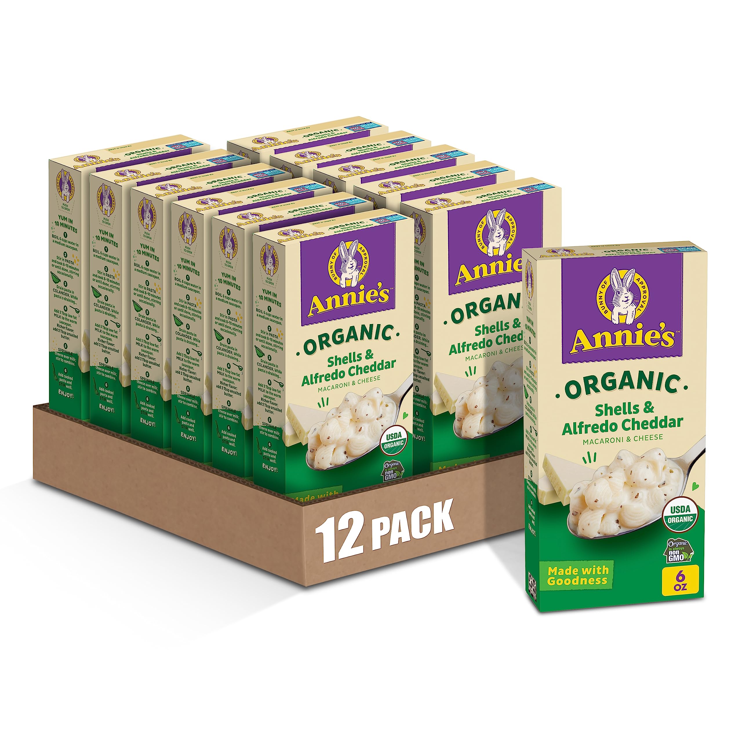 Annie's Homegrown Alfredo Cheddar Shells / 6 Ounce (Pack of 12) / 12 Macaroni & Cheese