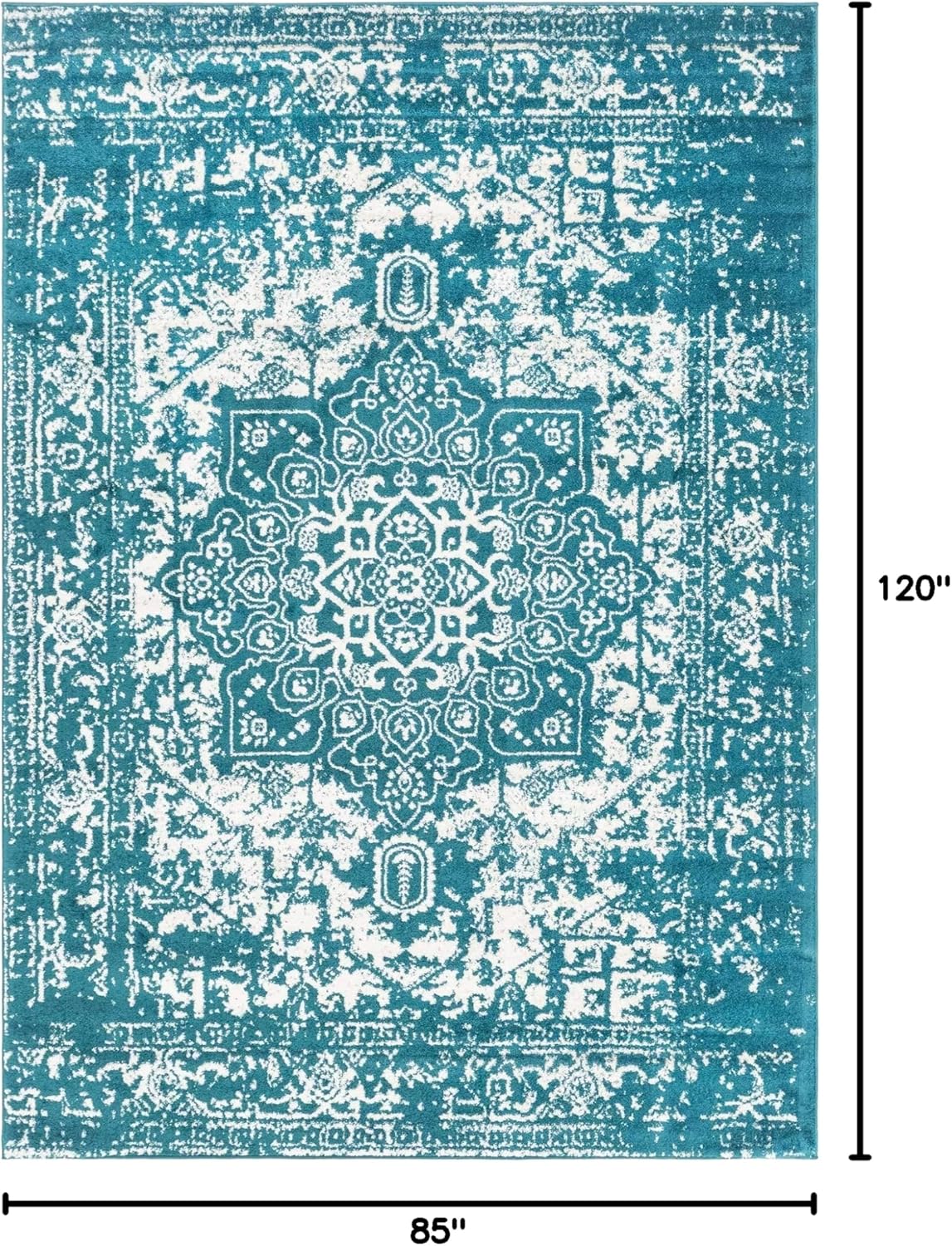 Unique Loom Richmond Collection Area Rug - Medallion (7' 1" x 10' Rectangle, Turquoise/ Ivory)