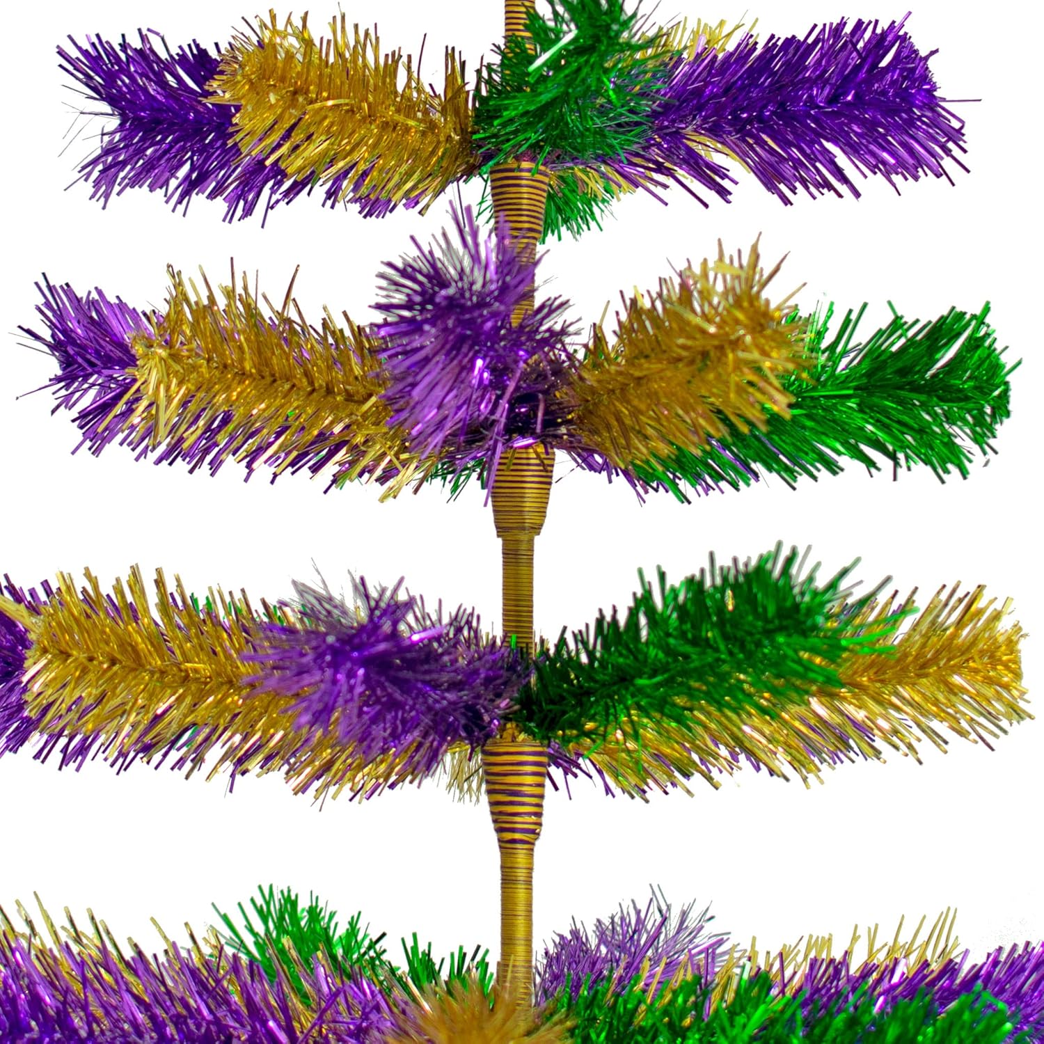 Mardi Gras Themed Tinsel Christmas Tree Mixed Brush Branches Holiday Decor Trees (36in)