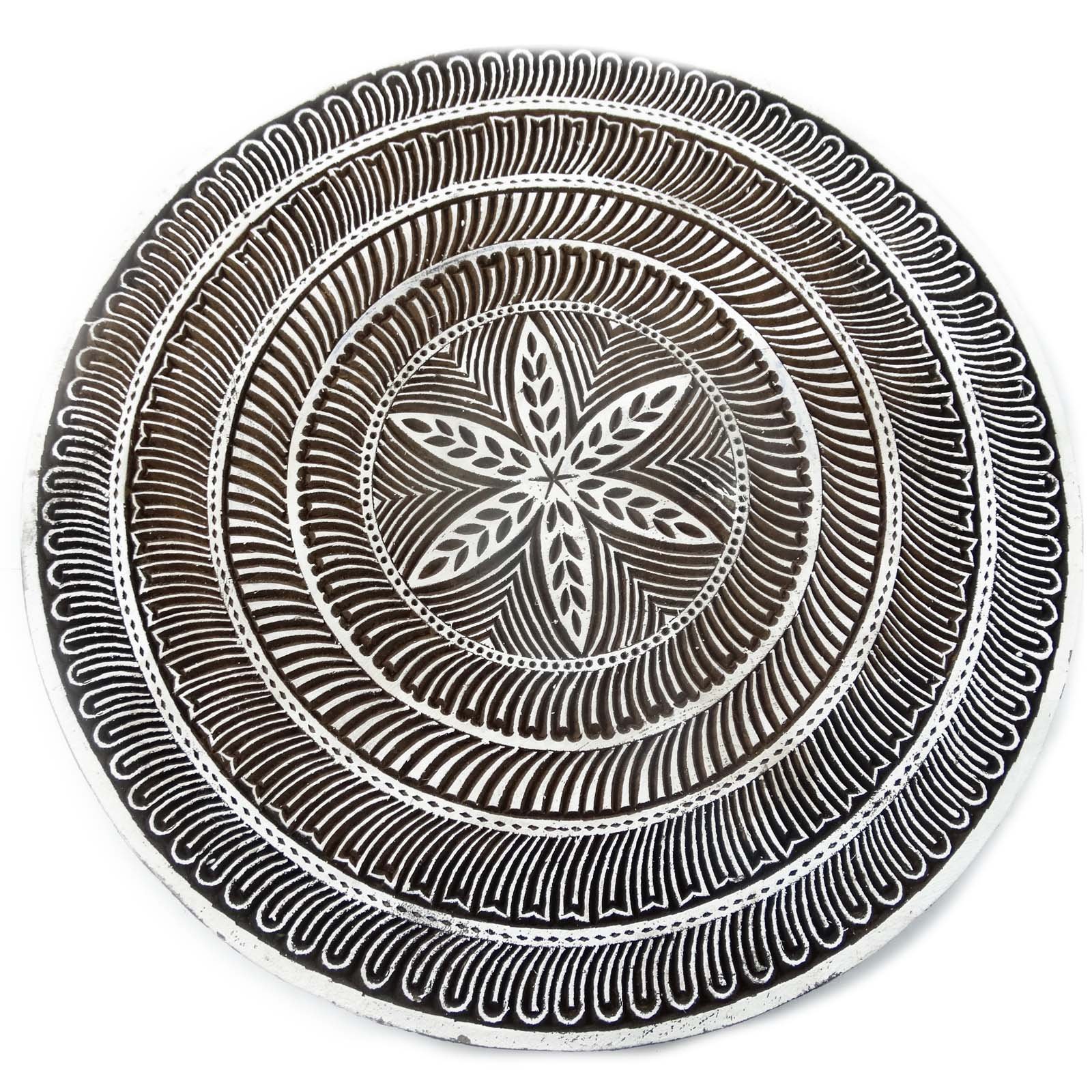 Indianbeautifulart runde Form-Holzklotz-Blumendruck-Drucktextilstempel auf Kleidergewebe