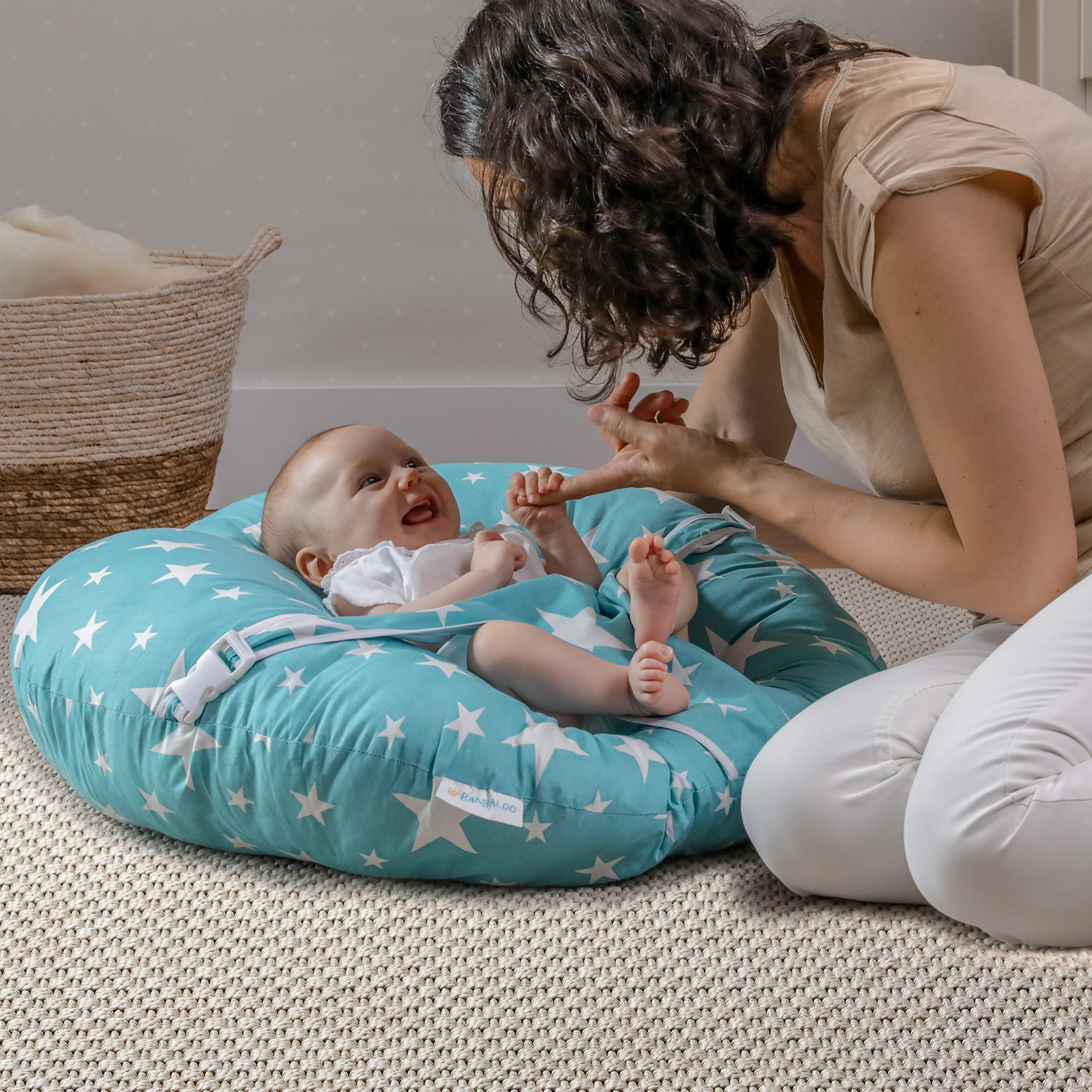 BANBALOO-Tumbona para Recién Nacido- Hamaca Bebé portátil- Nido Bebé Neonato-Cojín Cuna de día -Cuco para Bebés- Ideal Embarazo y Lactancia- Regalo Original Nacimiento-Baby Shower niño y niña.
